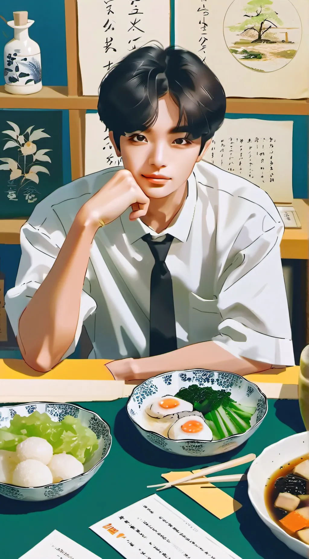 ai character: Hyunjin  background