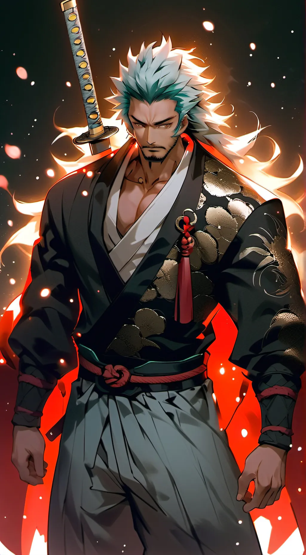 ai character: time skip zoro  background