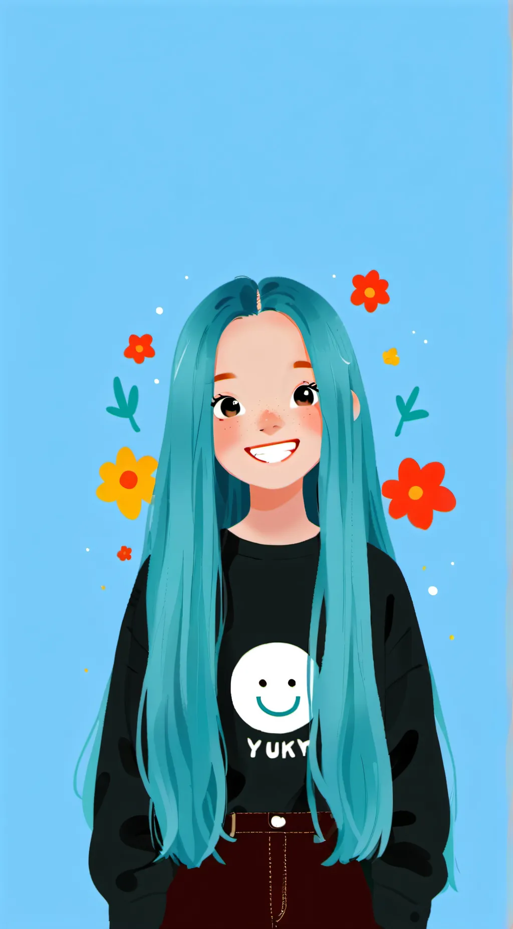 ai character: cyan  background