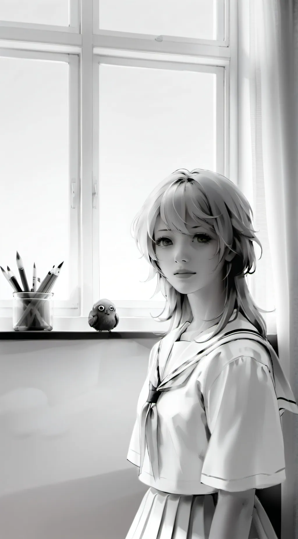 ai character: girl only school background