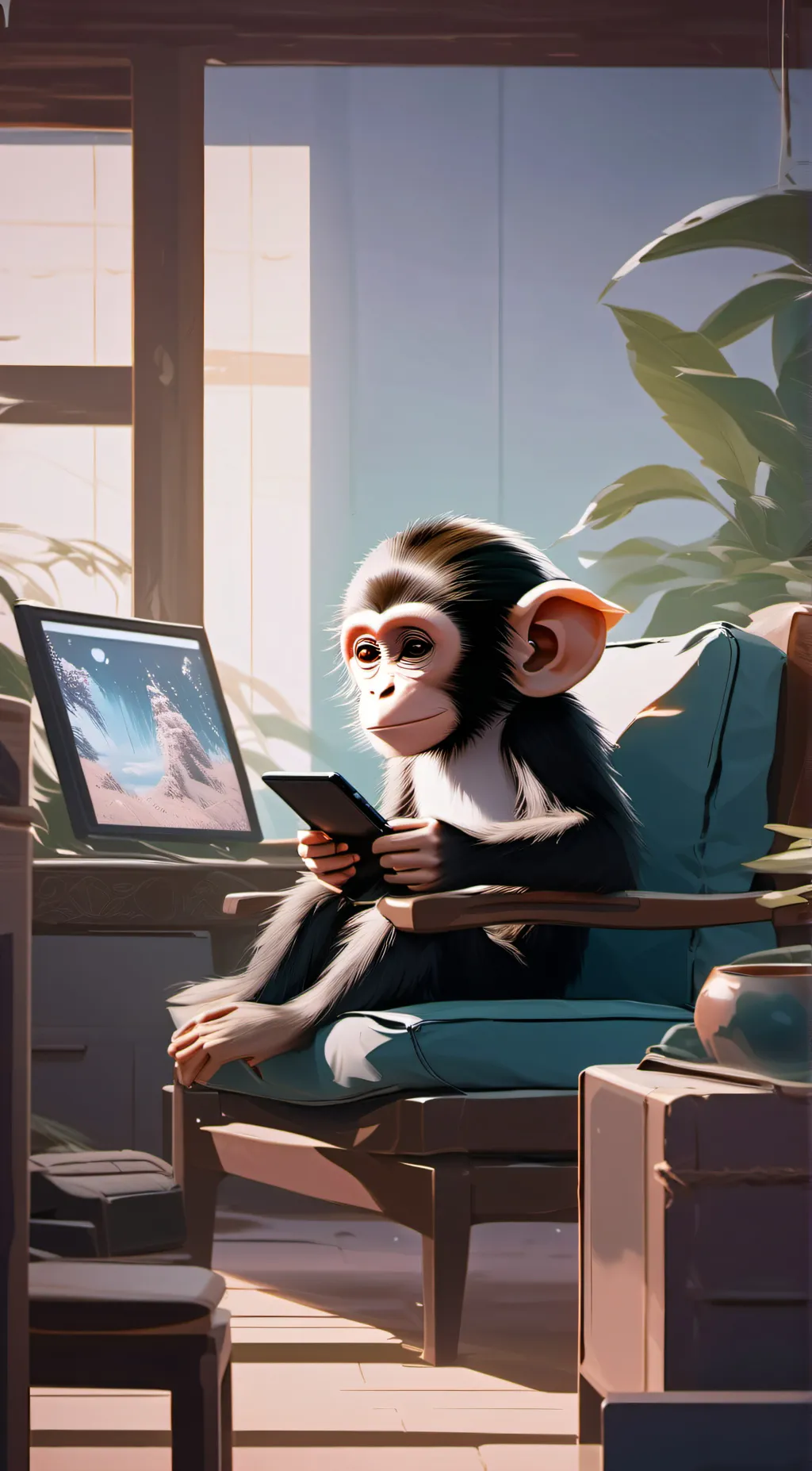 ai character: monkey background