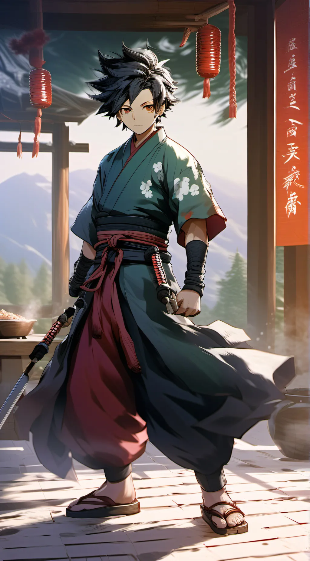 ai character: tanjiro kamado background