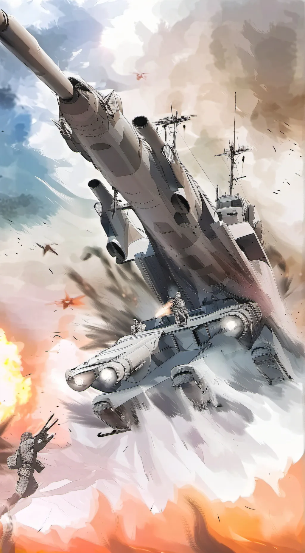 ai character: War zone background