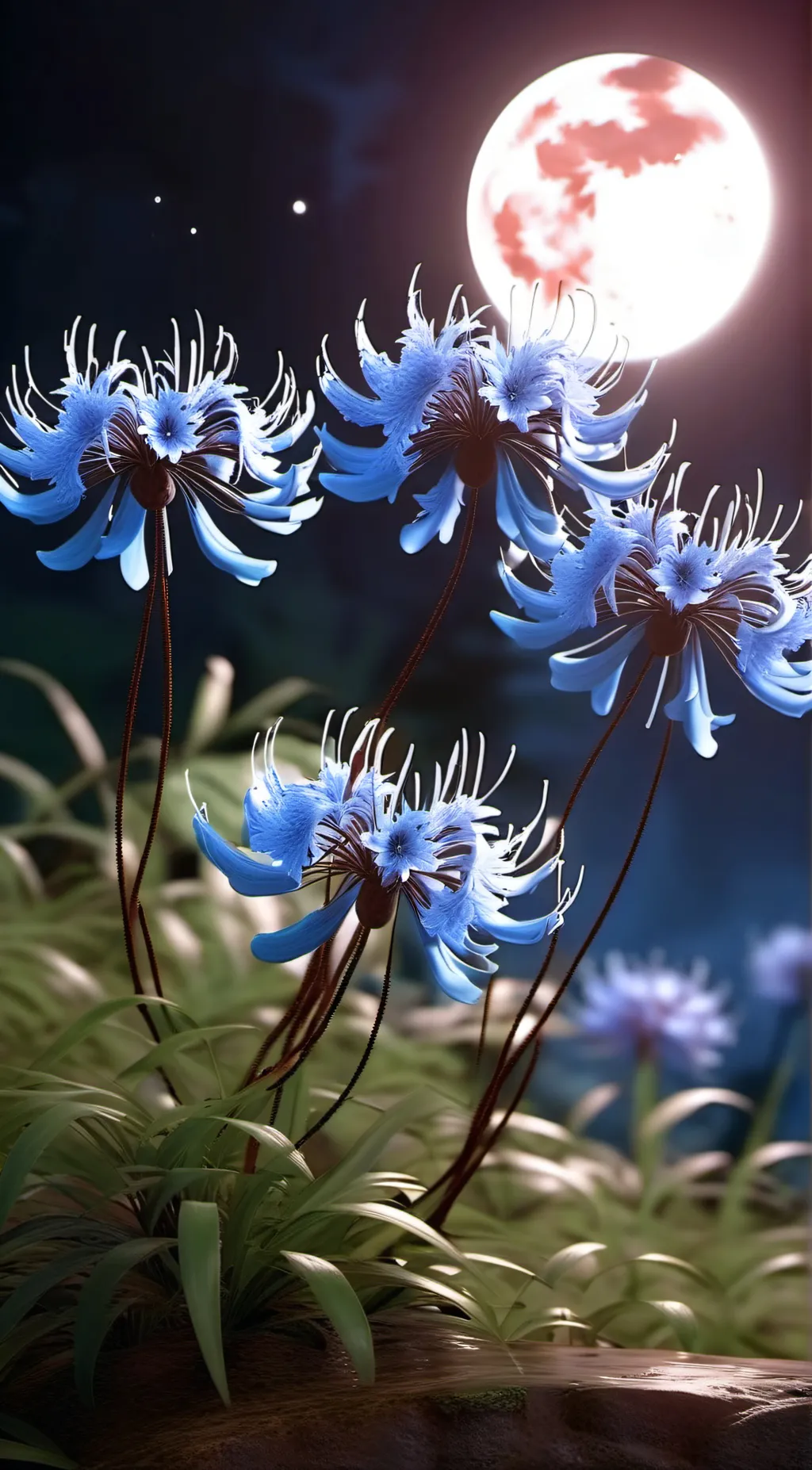 ai character: blue spider Lilly background