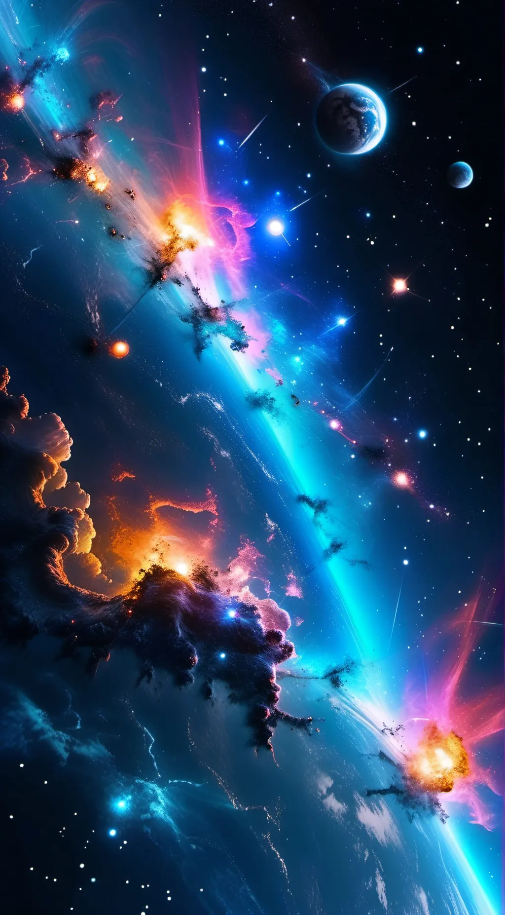 ai character: solar balls background