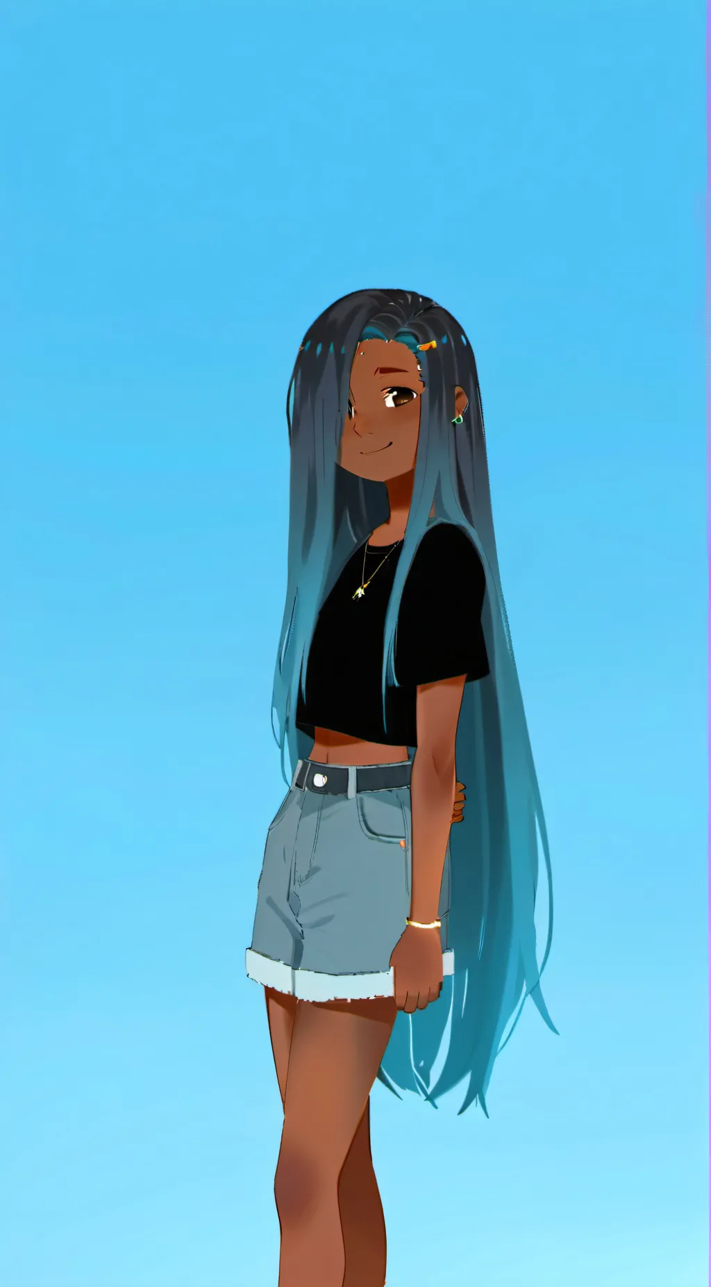 ai character: cyan and black  background