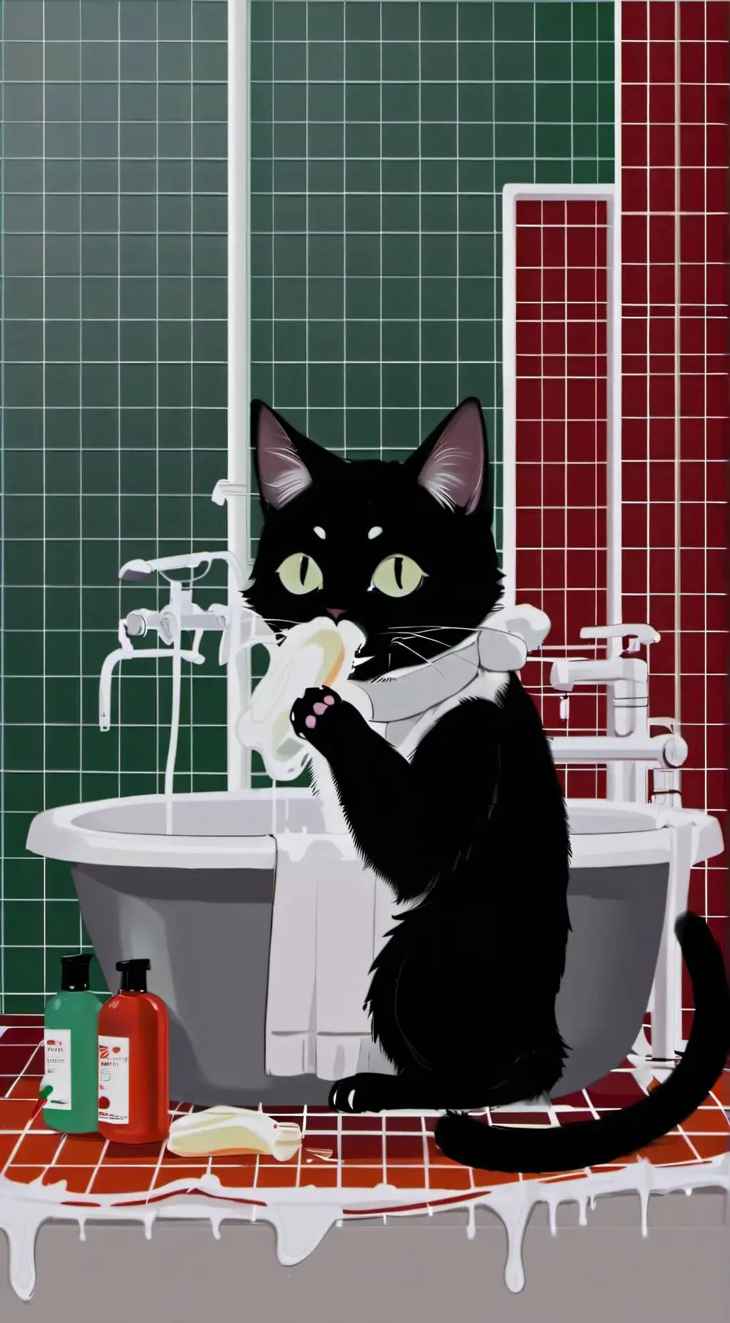 ai character: Swallowed shampoo background