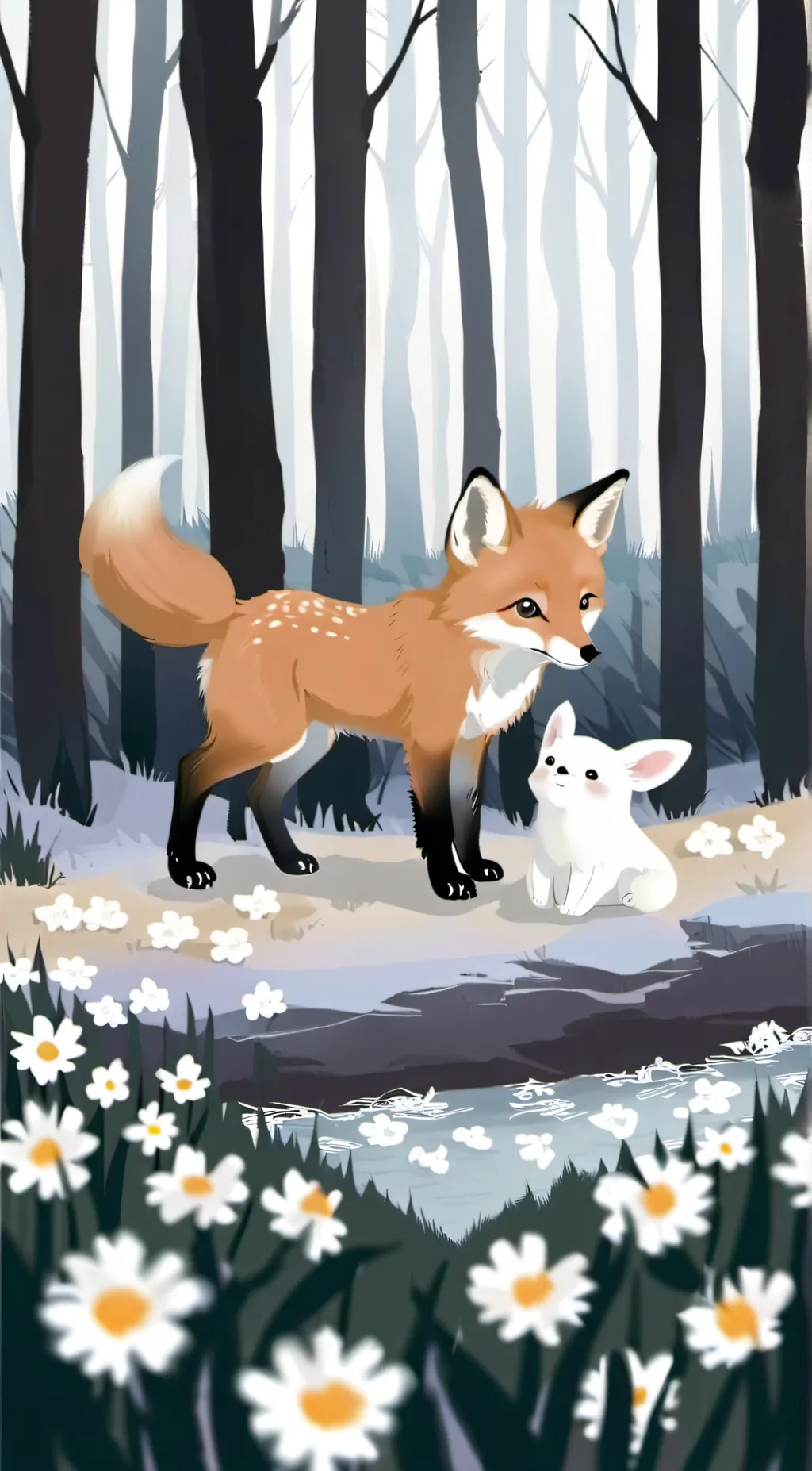 ai character: a baby fox background