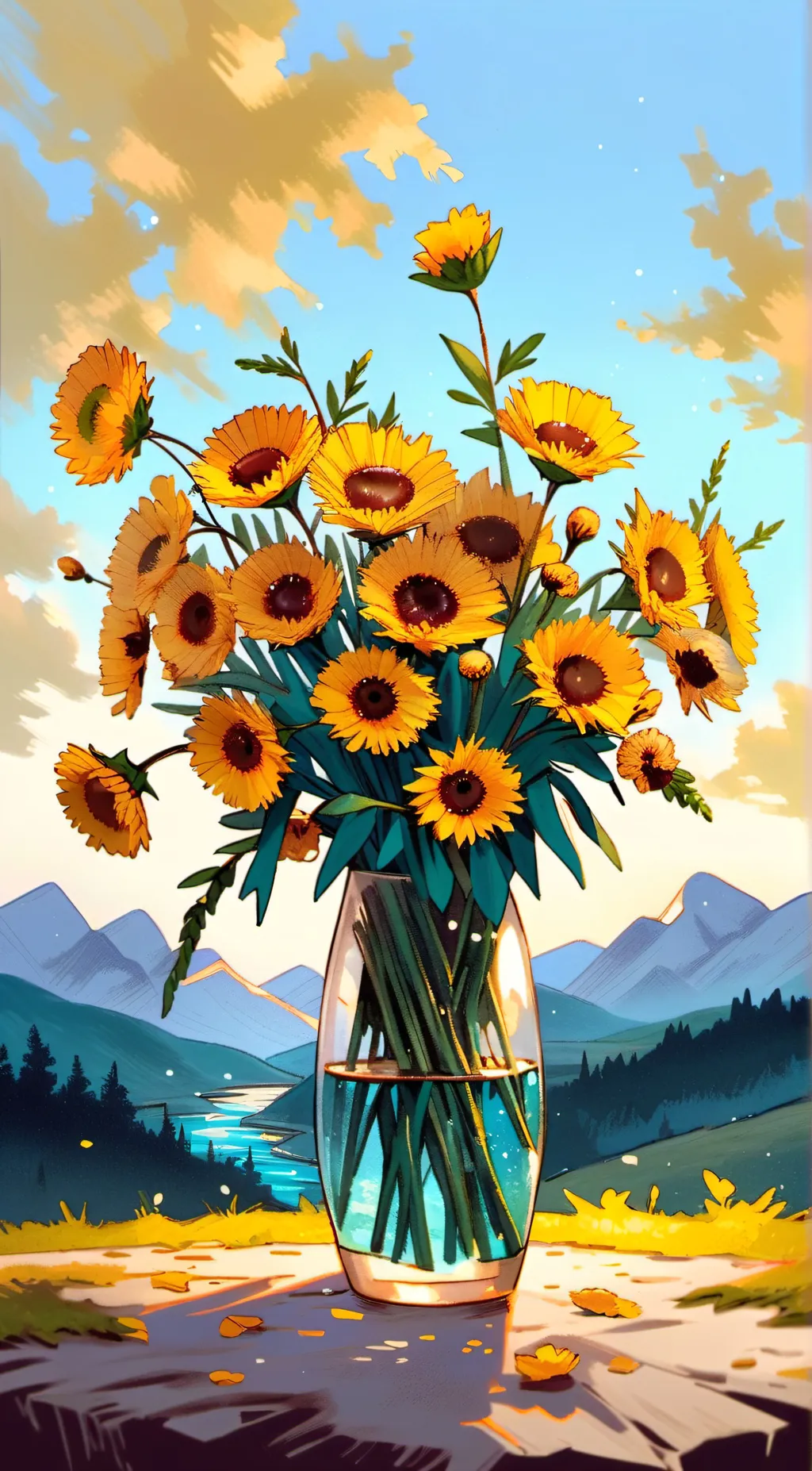 ai character: Flower background