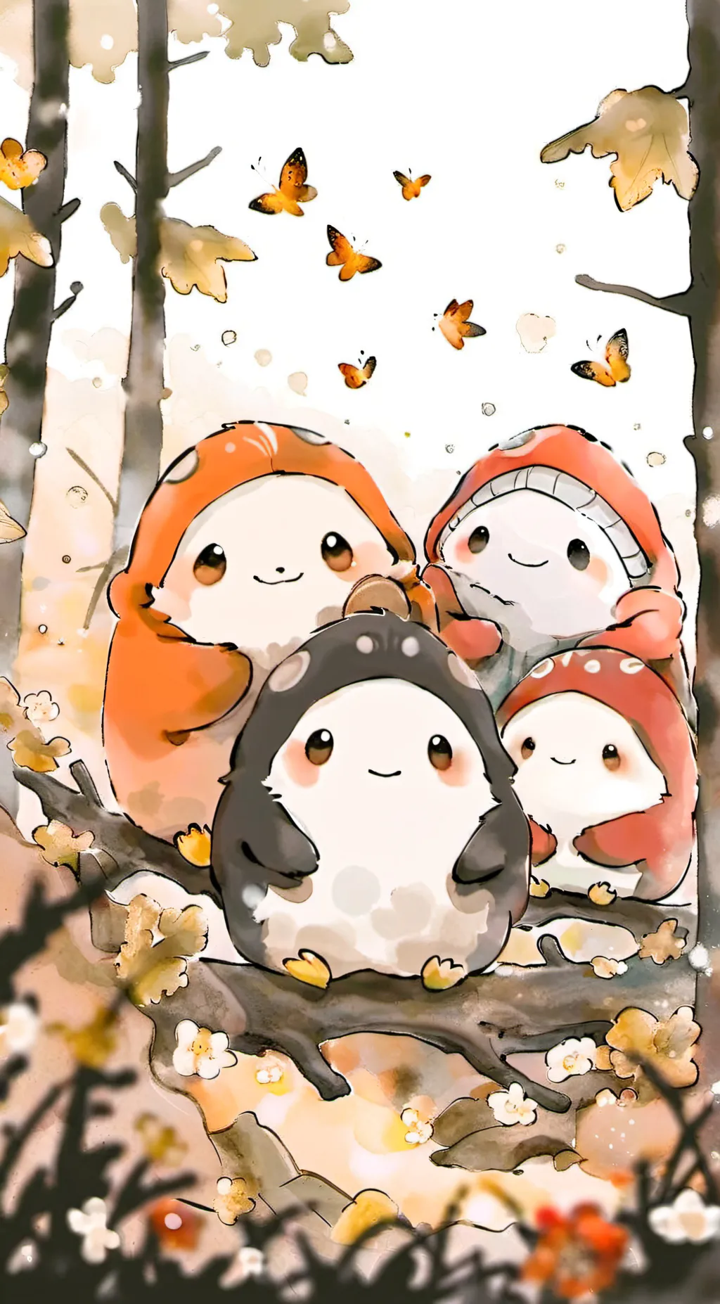 ai character: smiling critters background