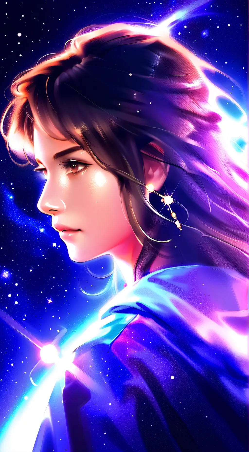 ai character: Galaxy girl background