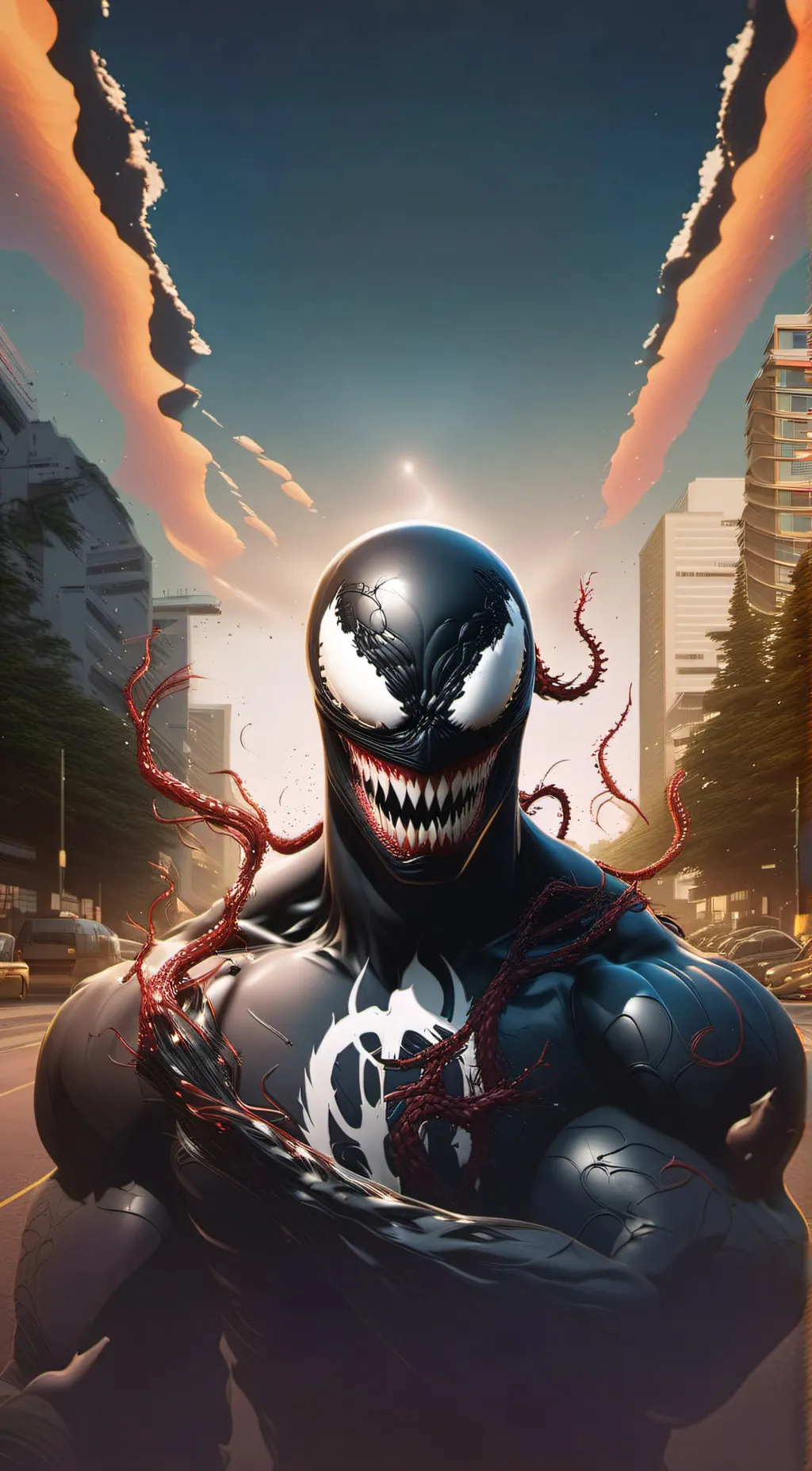 ai character: Venom but an dad background
