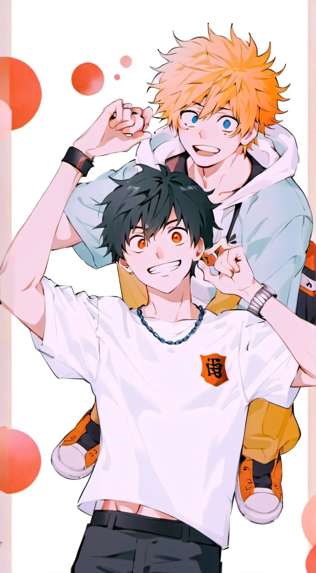 ai character: Bakugo and Deku background