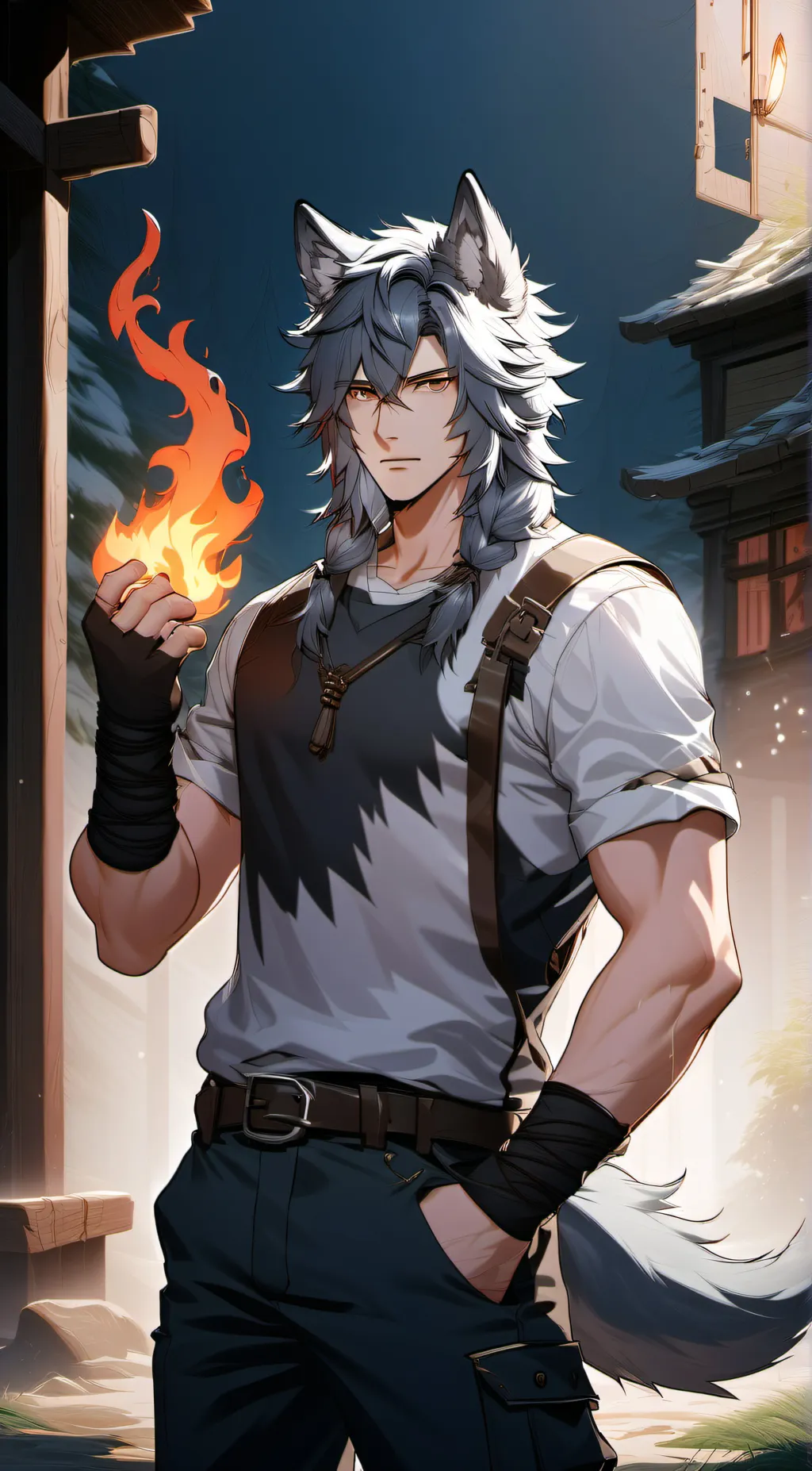 ai character: New Wolf Guy at WS background