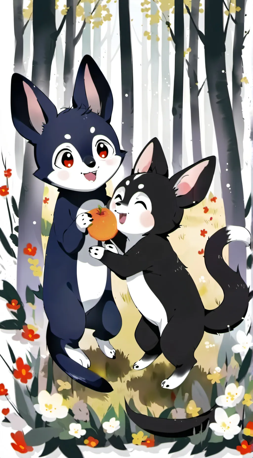 ai character: Smiling critters background