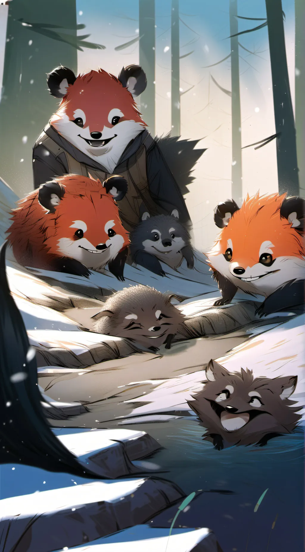 ai character: Smiling critters  background