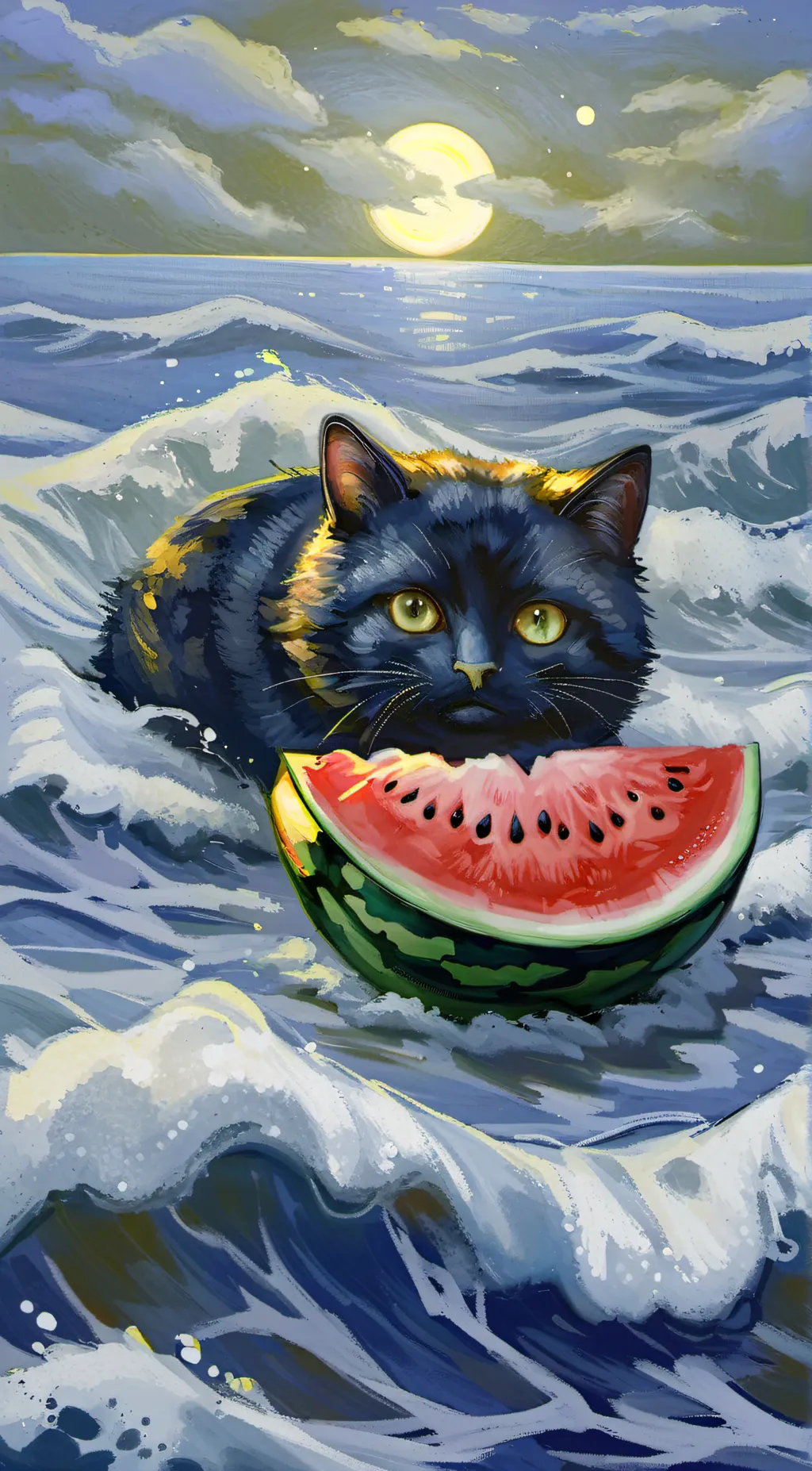 ai character: watermelon cat background