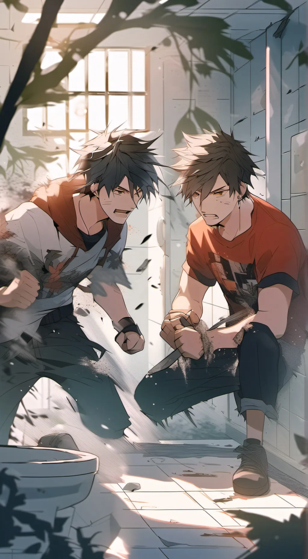 ai character: boys bathroom  background