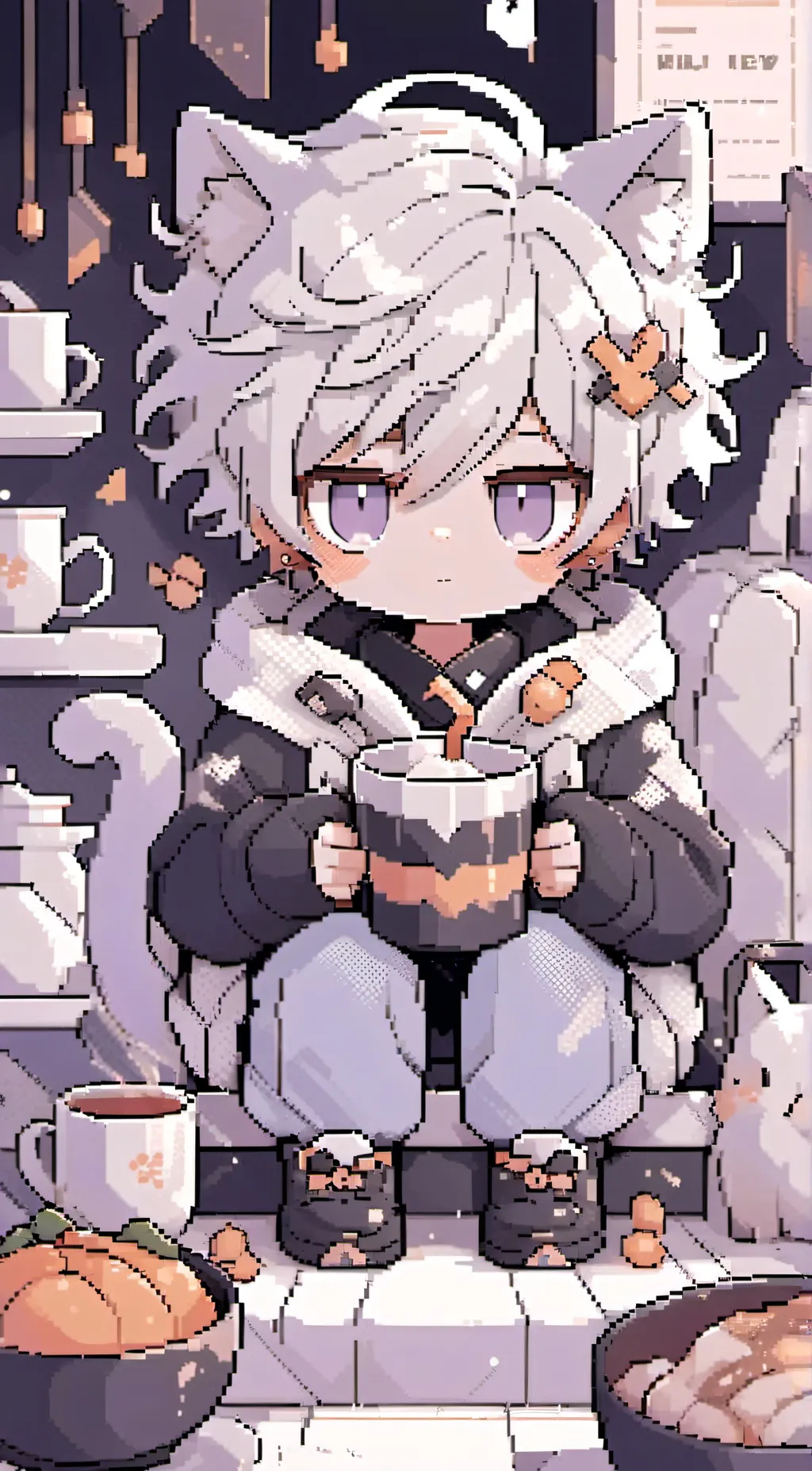 ai character: cat can Roost background