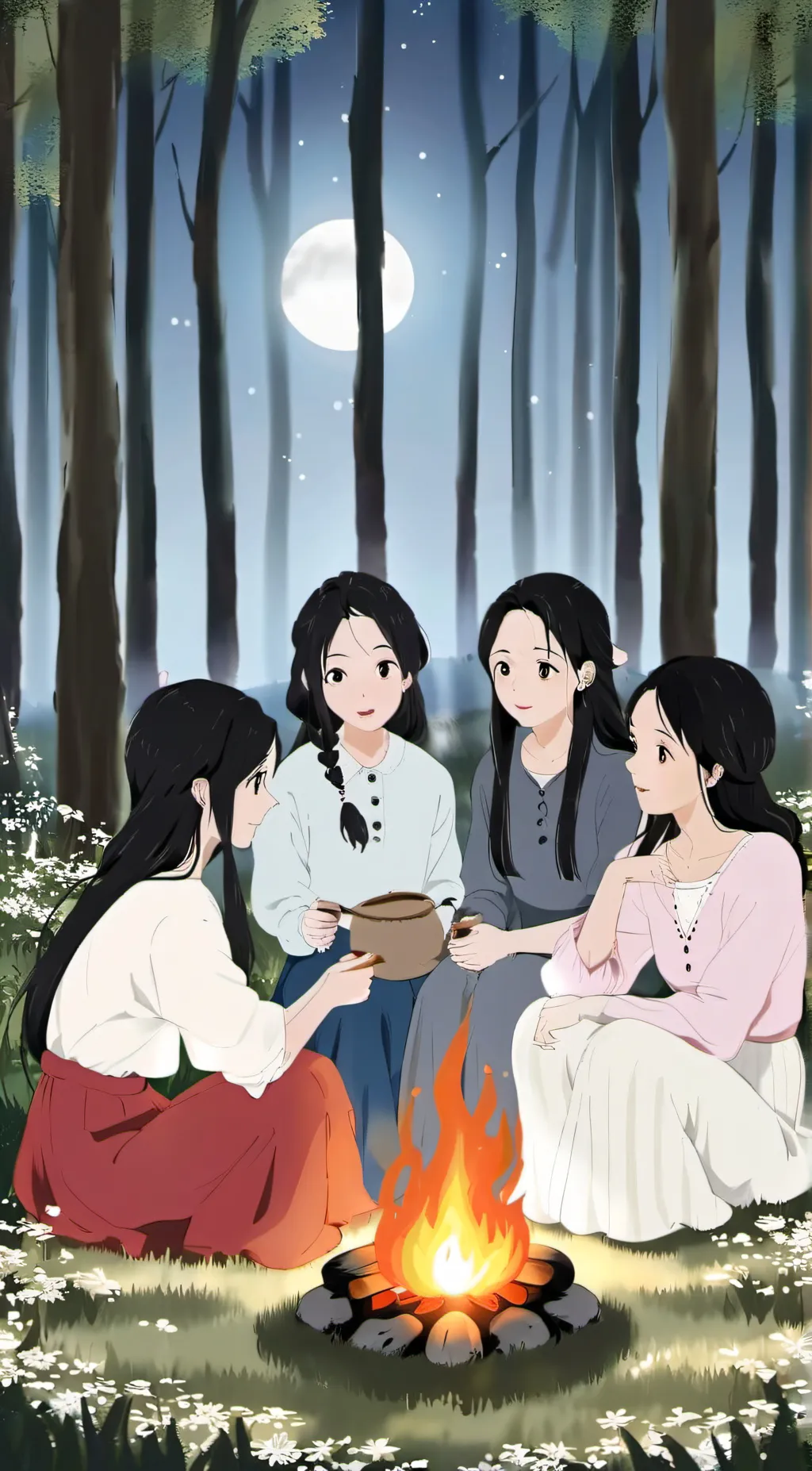 ai character: 4 girls background