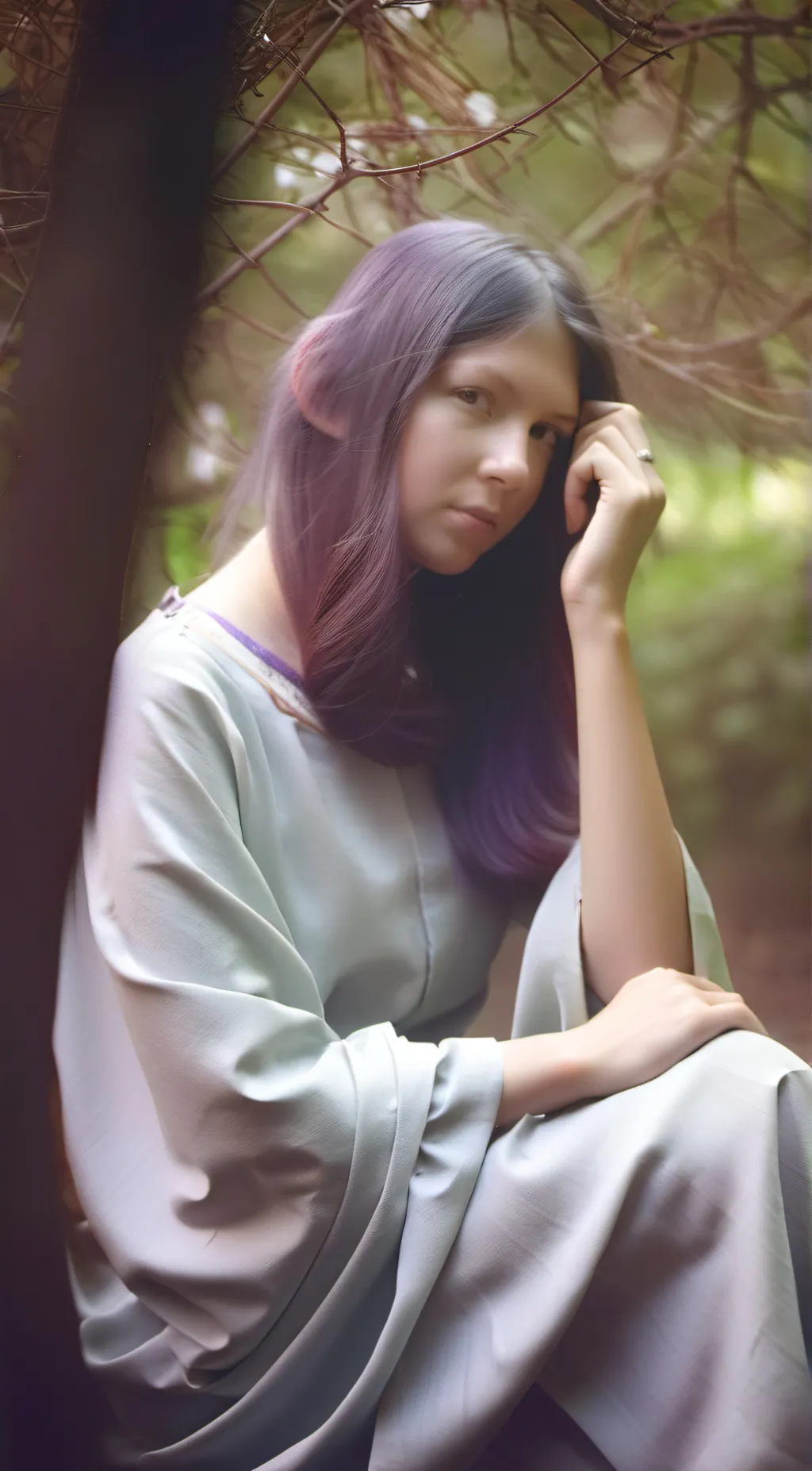 ai character: Violet background