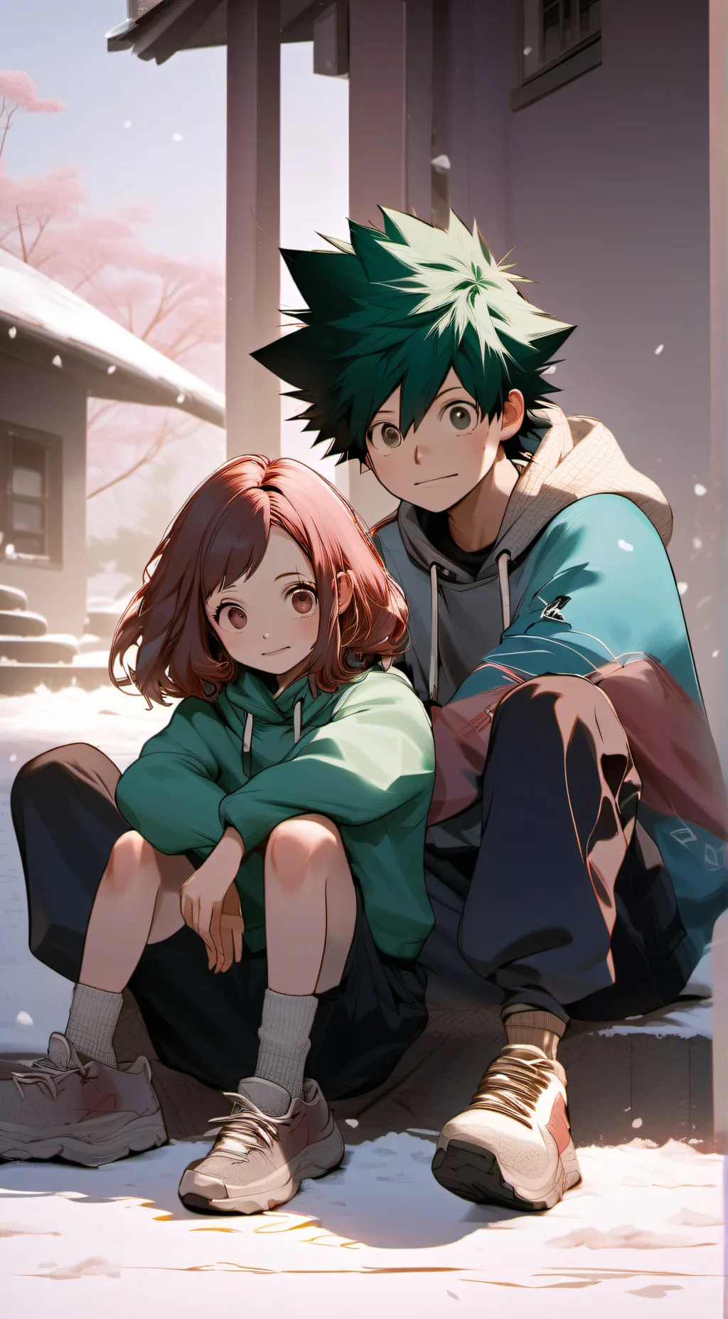 ai character: Deku and Uraraka  background