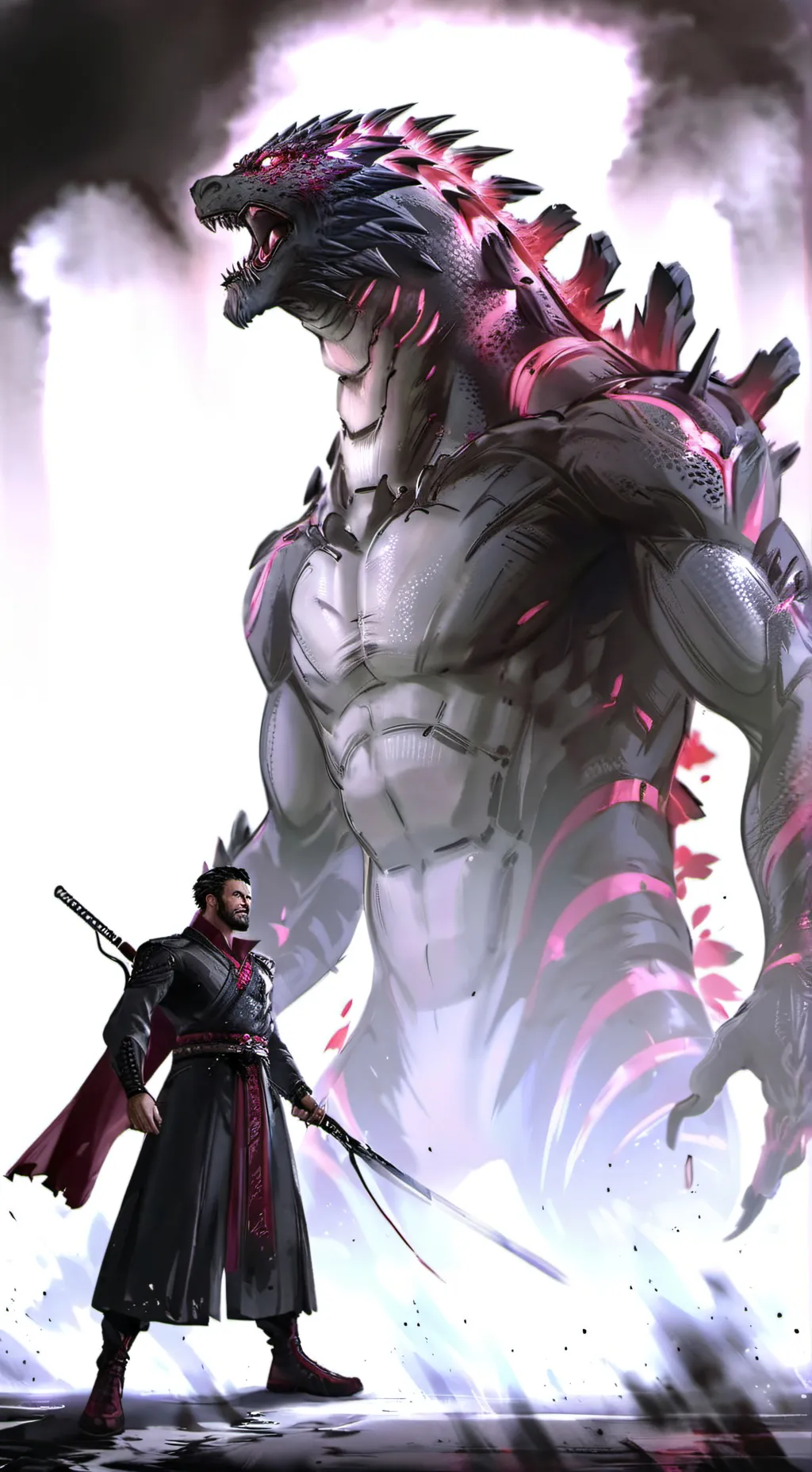 ai character: godzilla background