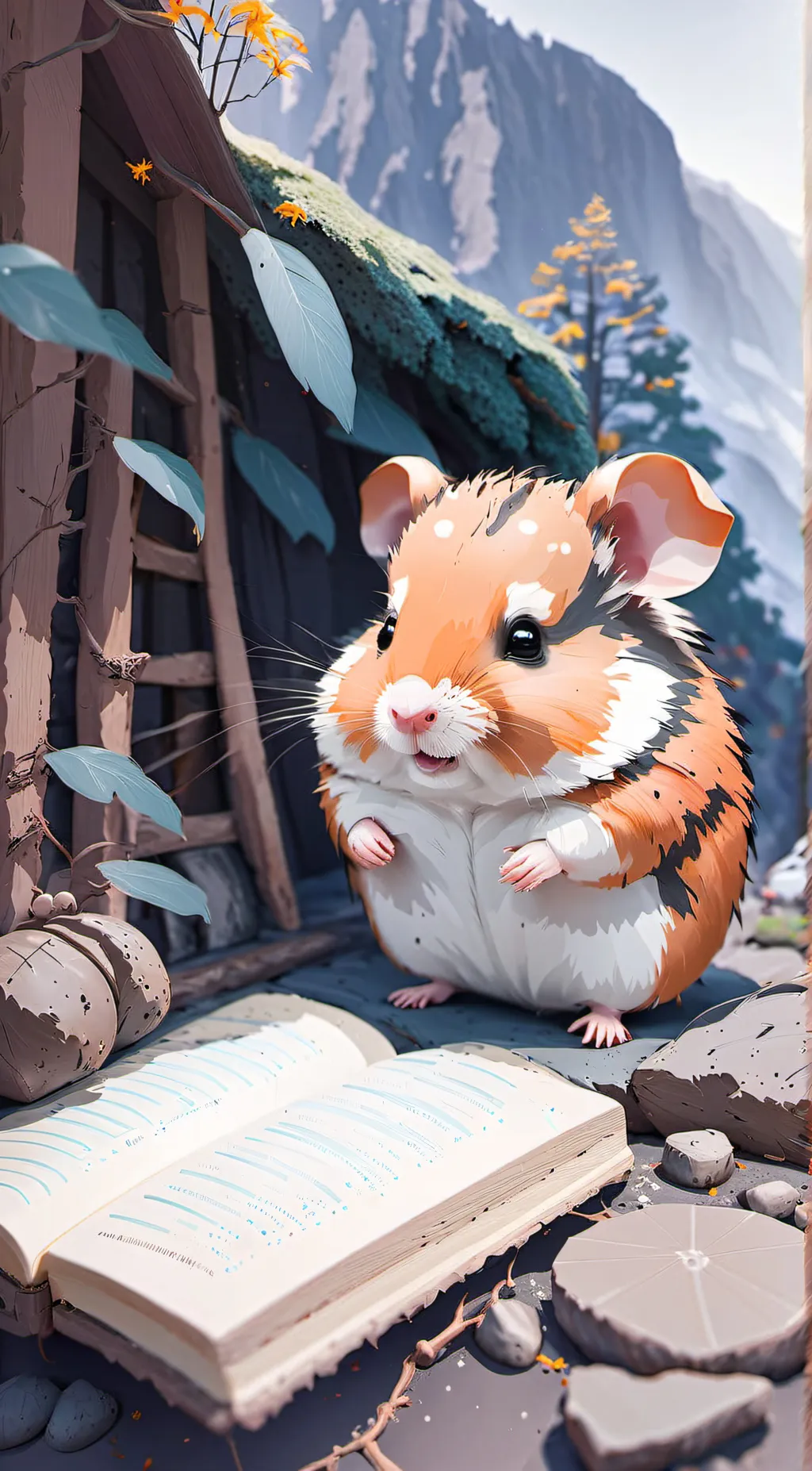 ai character: Cute hamster  background