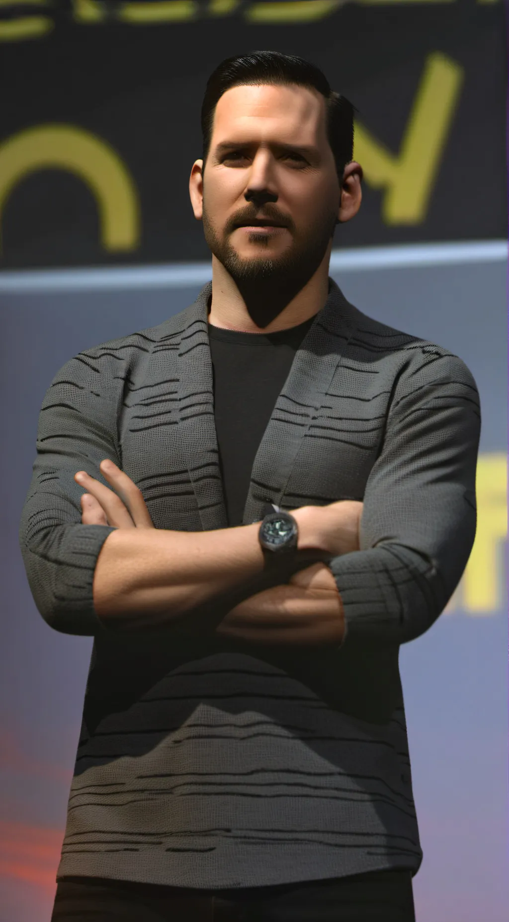 ai character: Travis Willingham  background