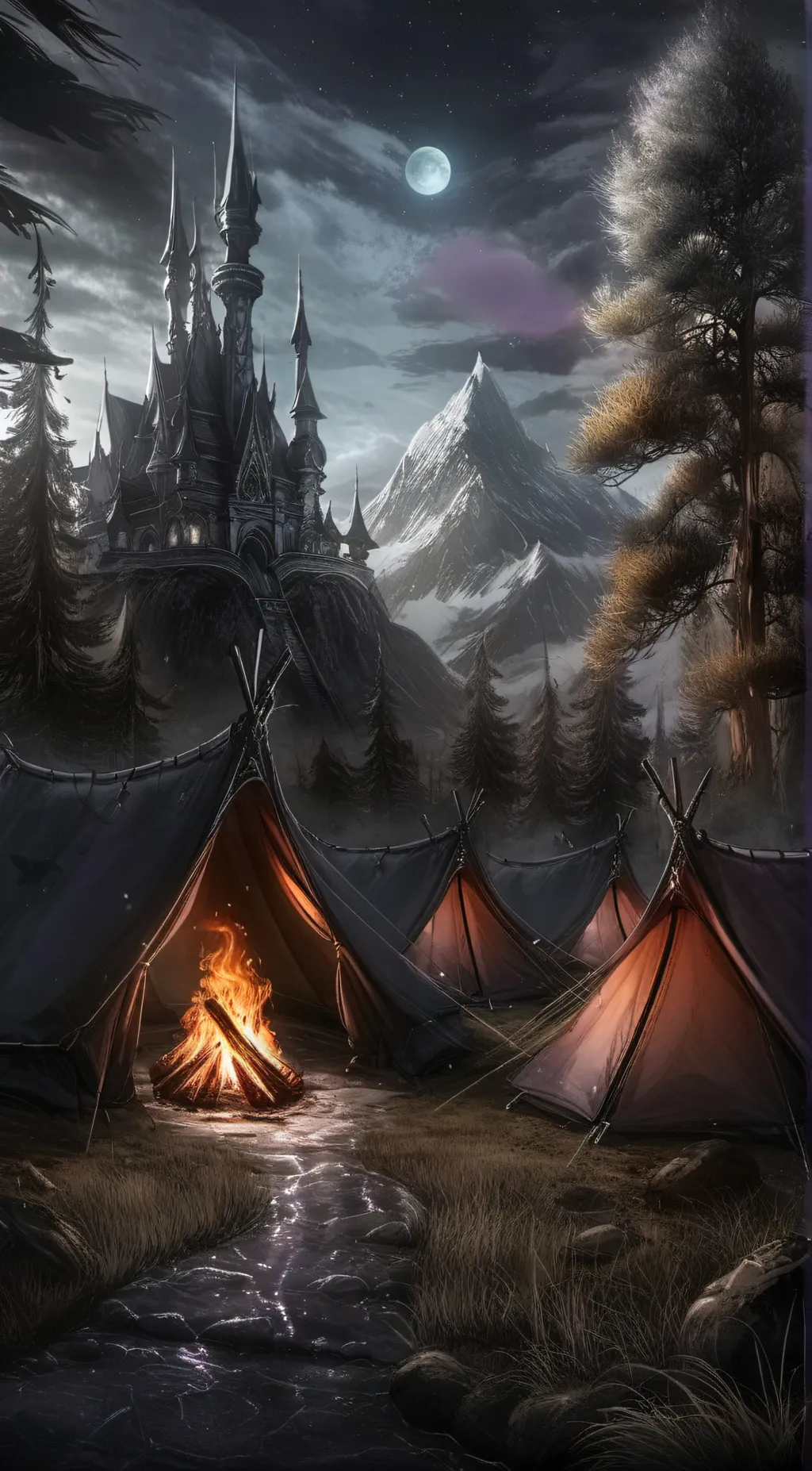 ai character: The camp night  background