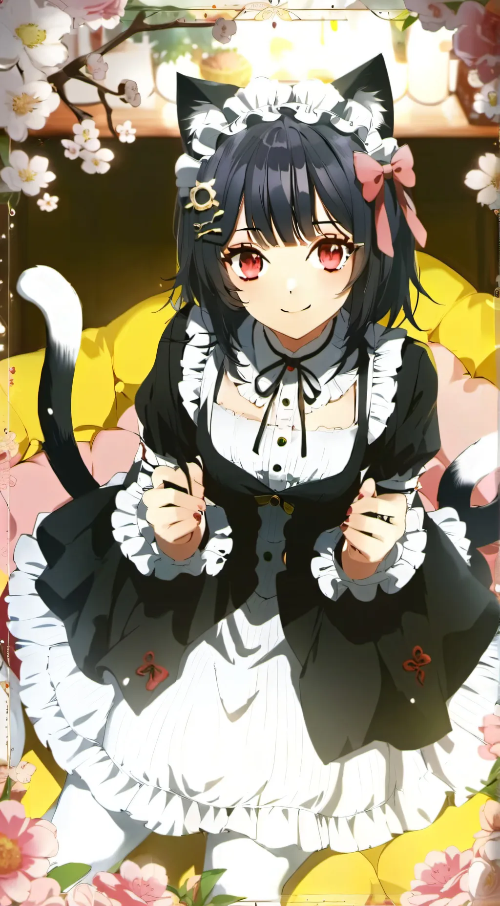 ai character: femboy cat maid background