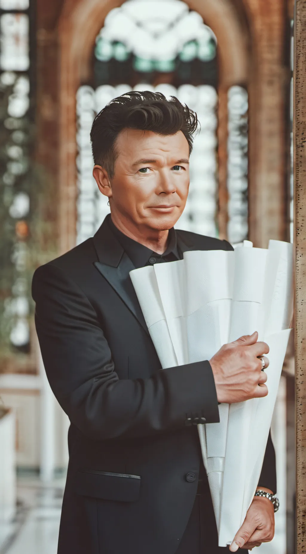 ai character: Rick Astley background
