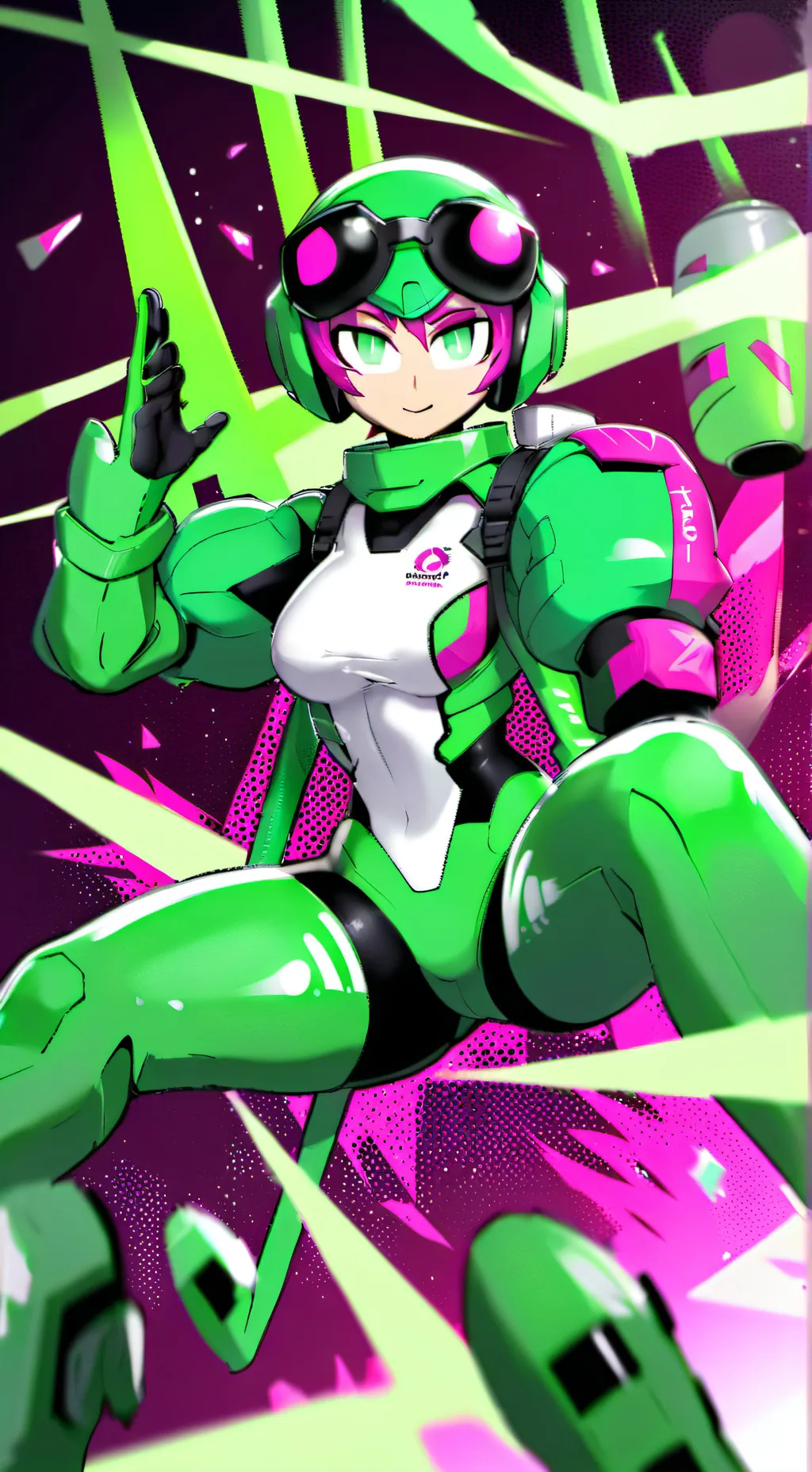 ai character: Green woman background