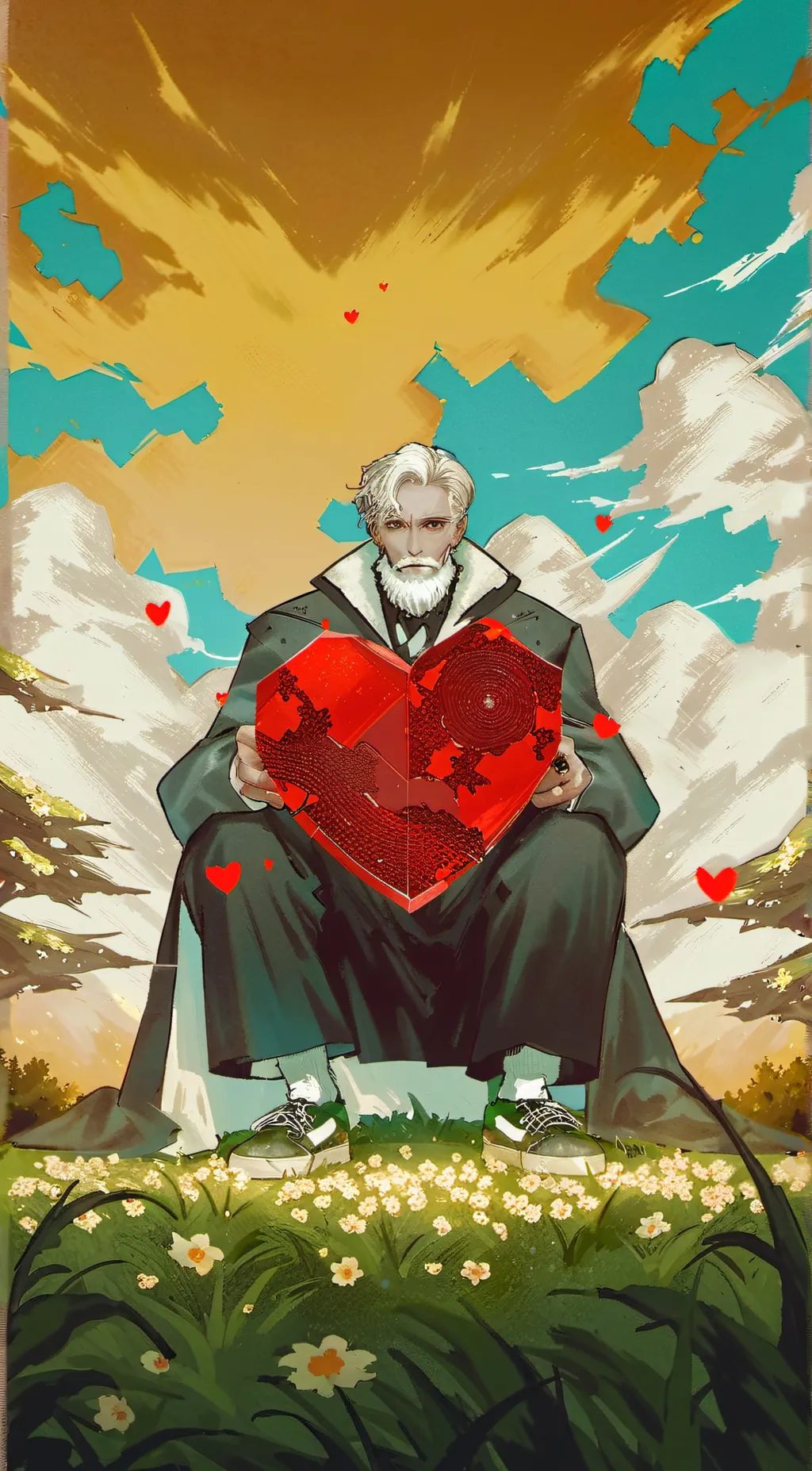 ai character: Undertale heart background