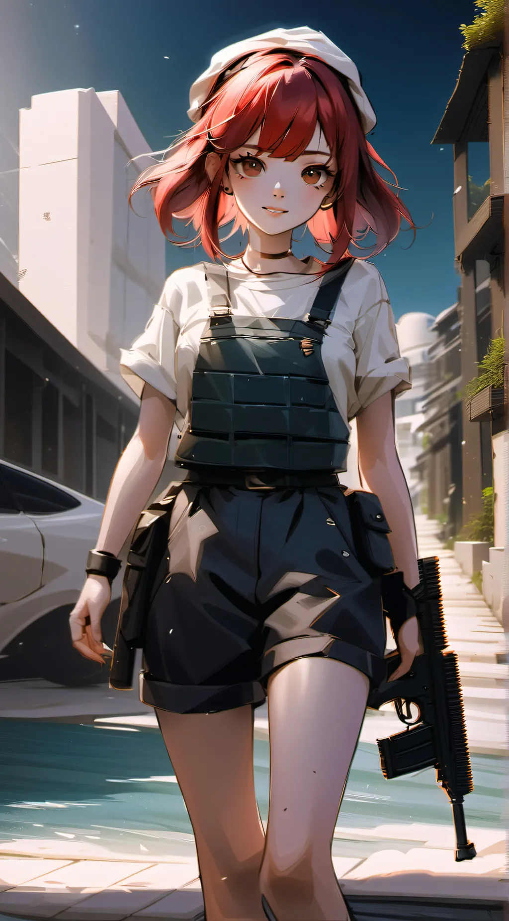 ai character: Red head  background