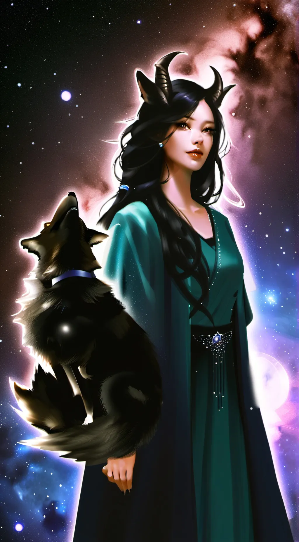 ai character: Nebula background