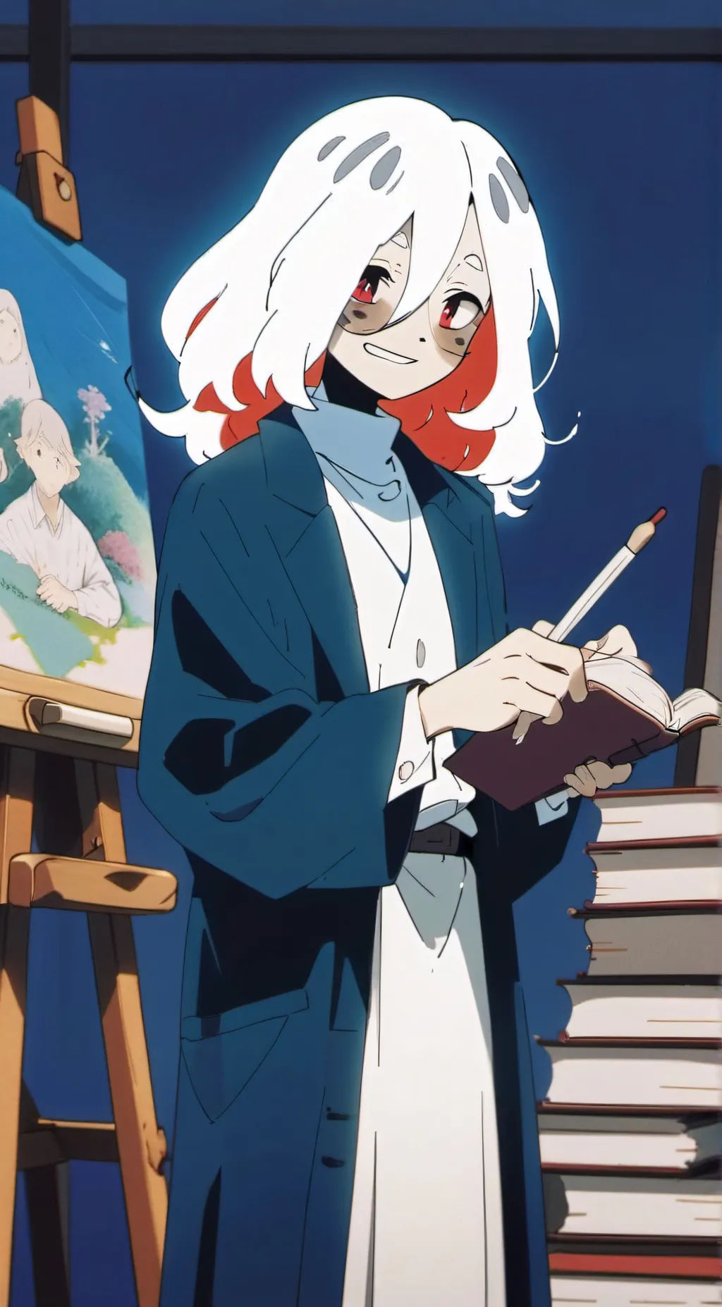 ai character: Ms Art background