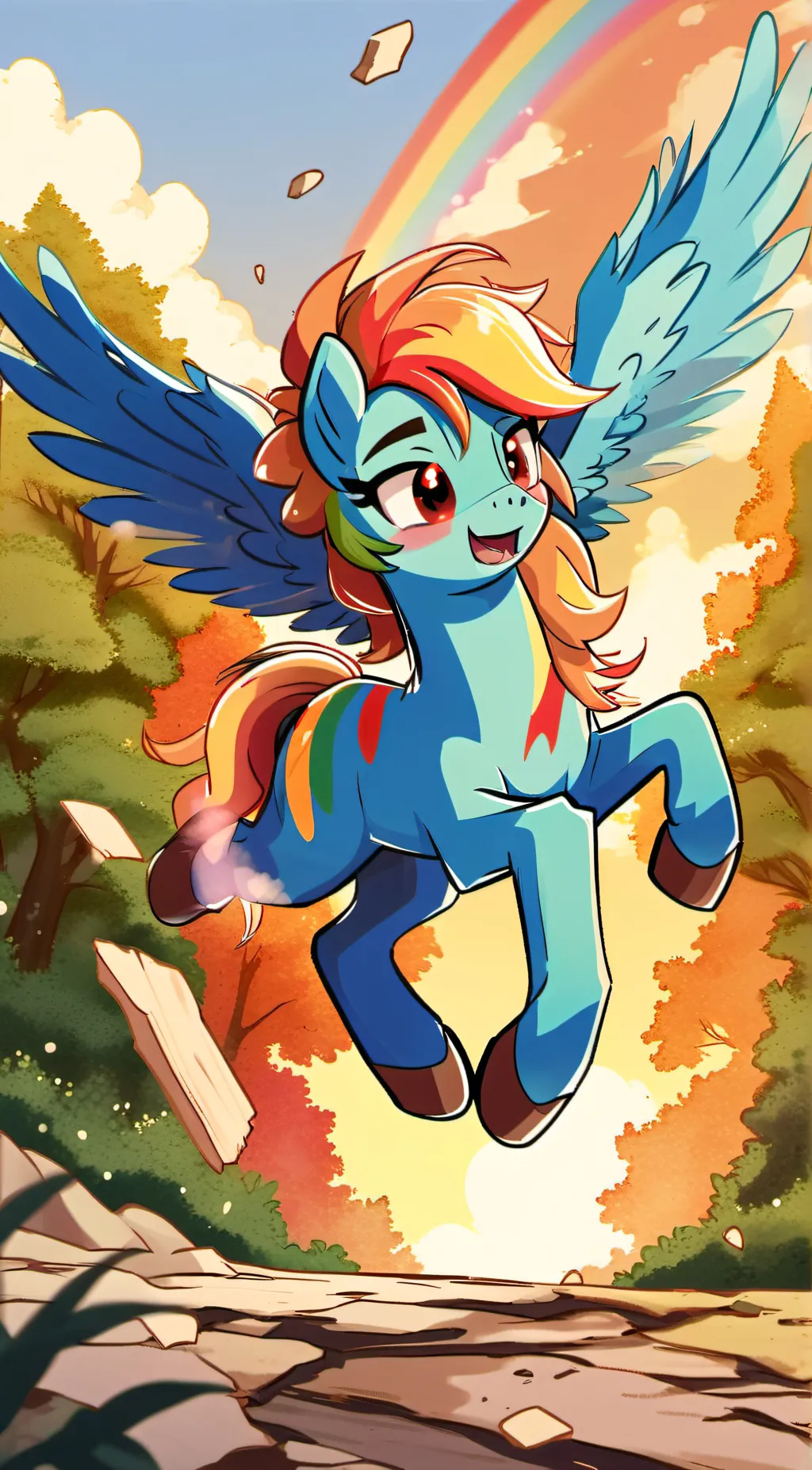 ai character: Rainbow Dash  background