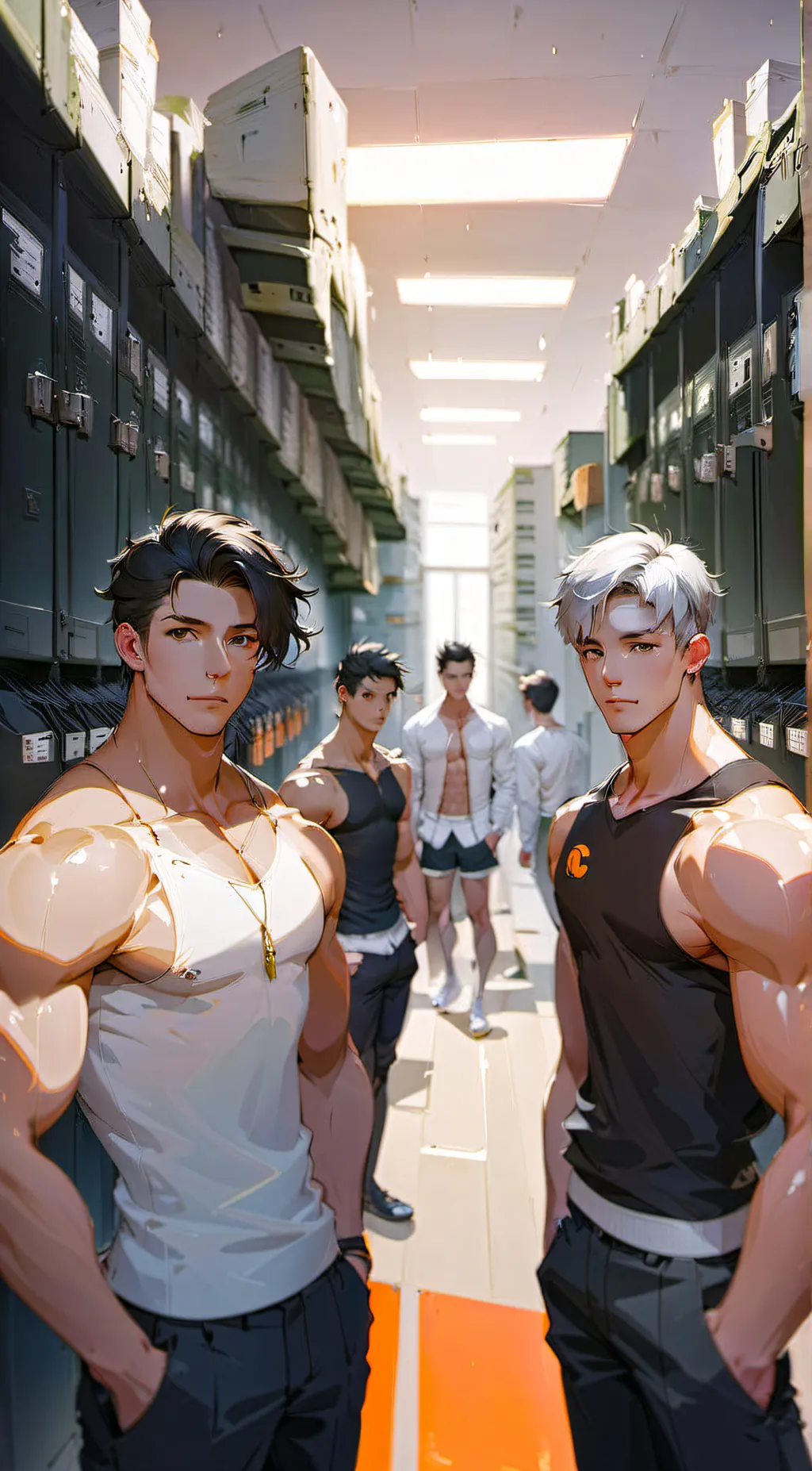 ai character: boys locker room background