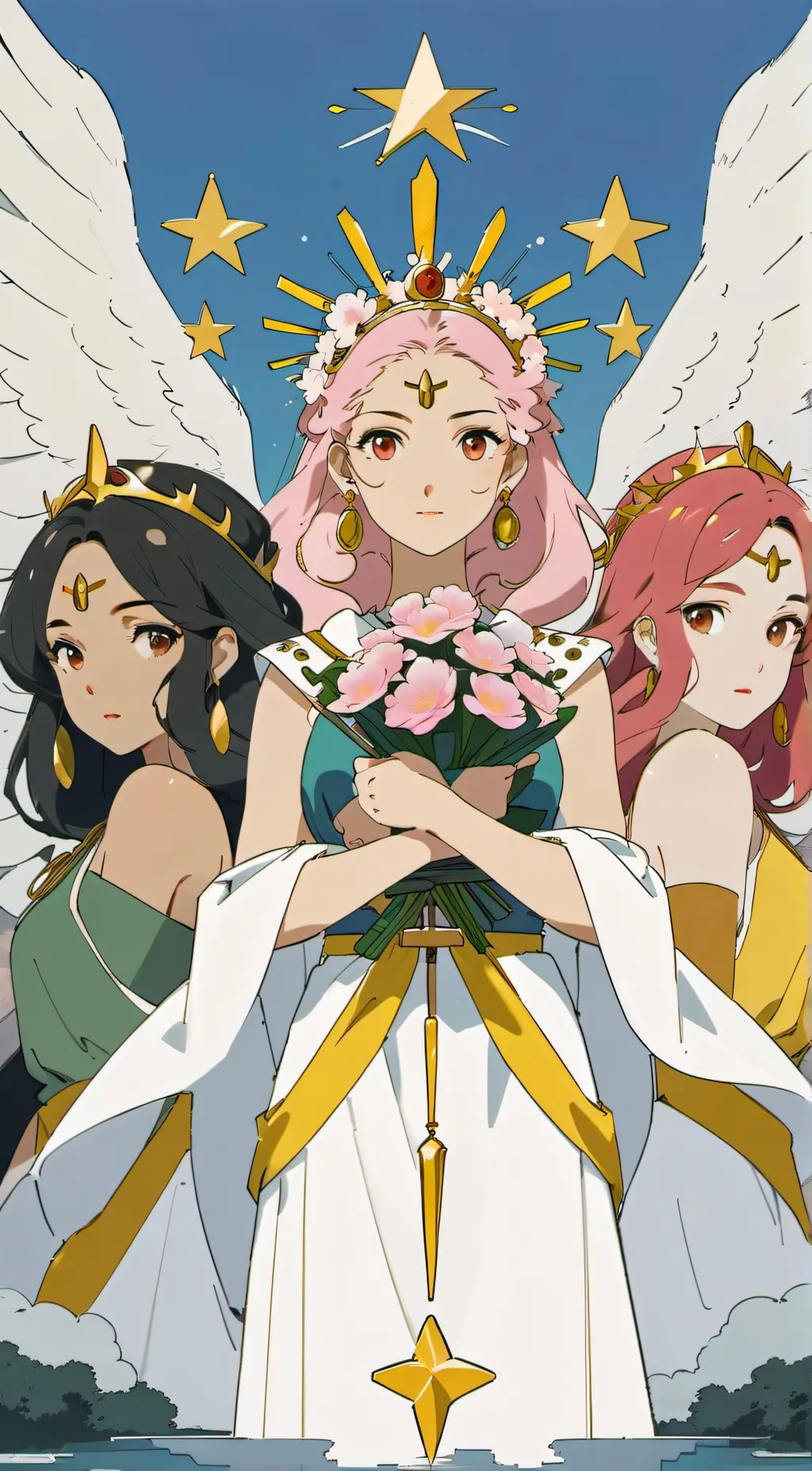 ai character: Hera,Venus,Athena background