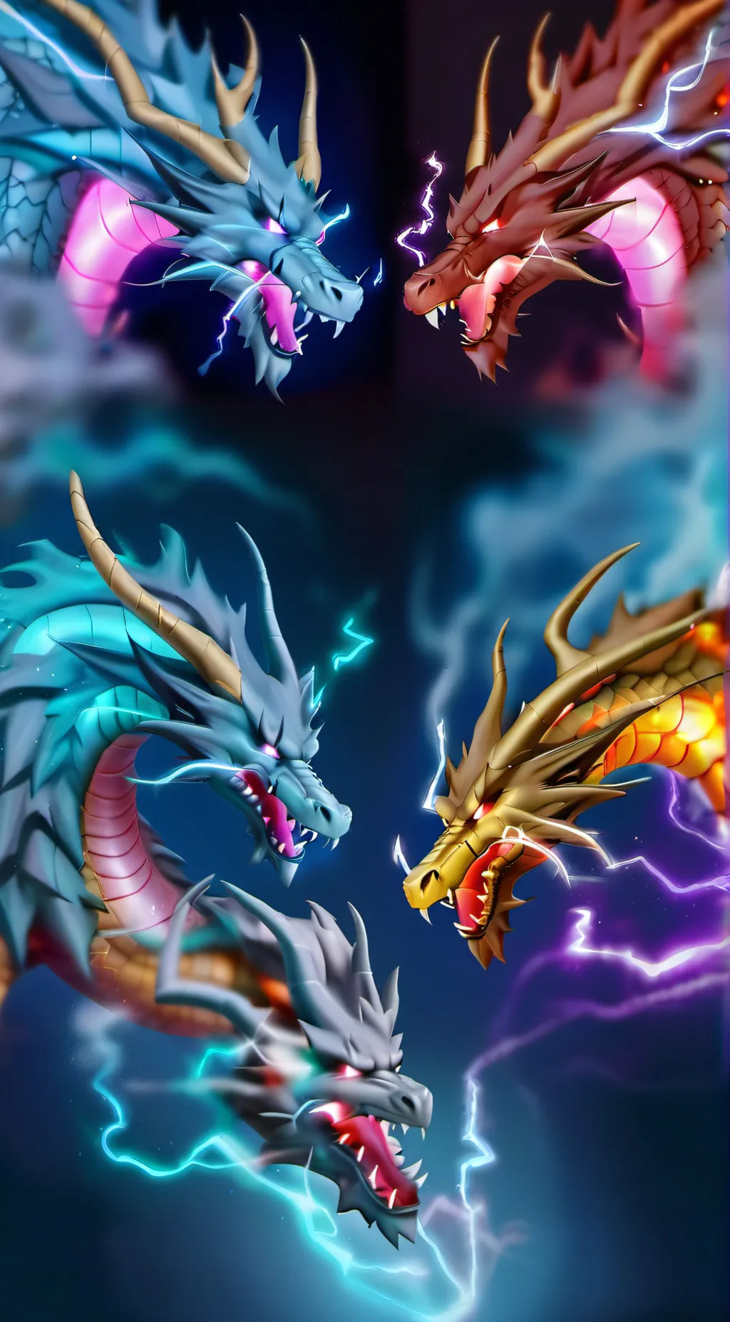 ai character: five headed dragon background