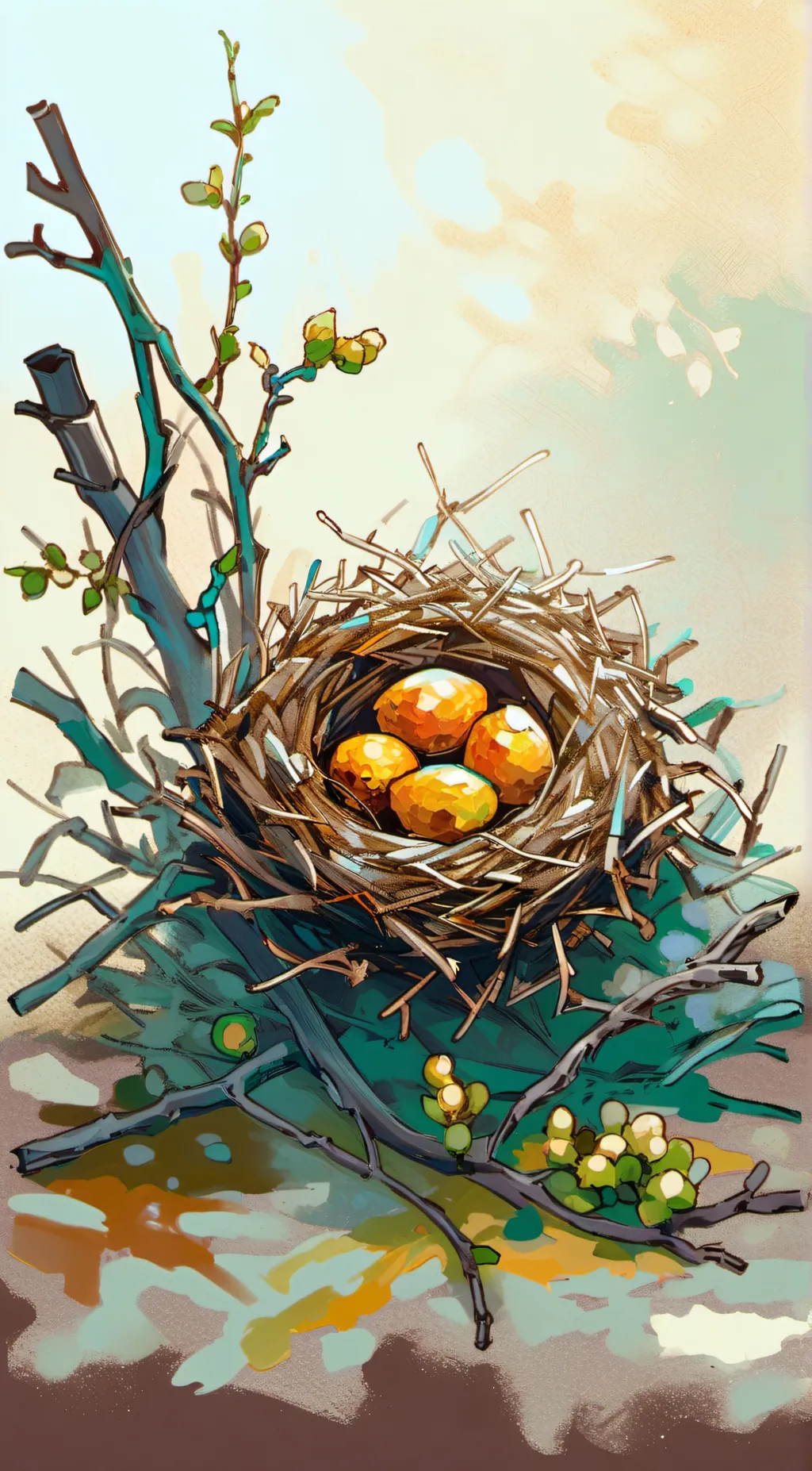 ai character: bird nest background