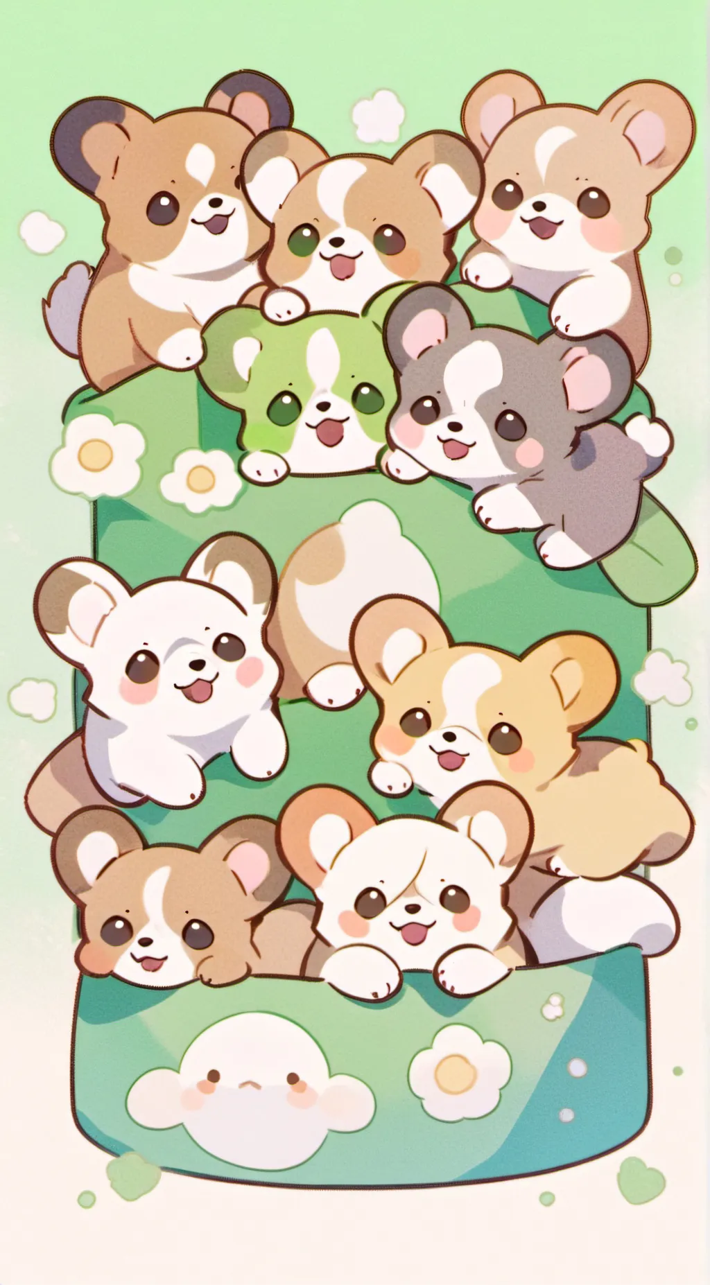 ai character: tiny mini corgis background