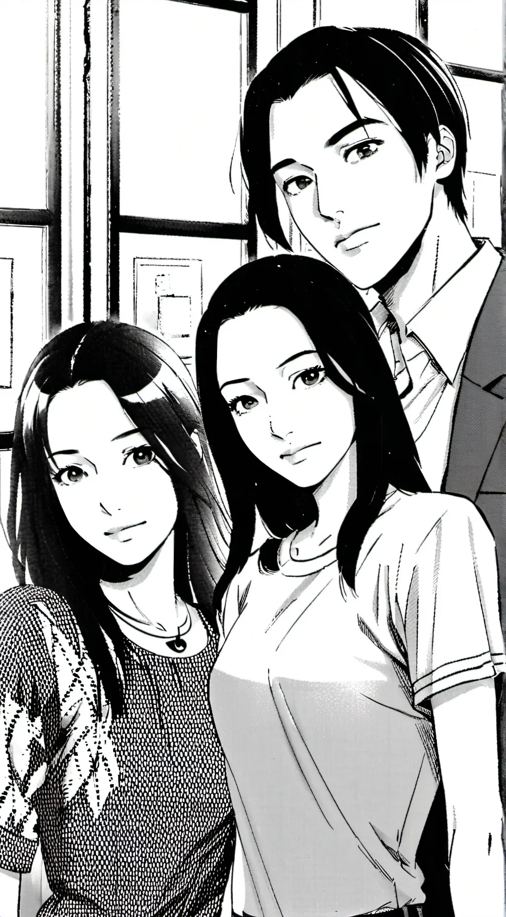 ai character: Two sisters a boy background