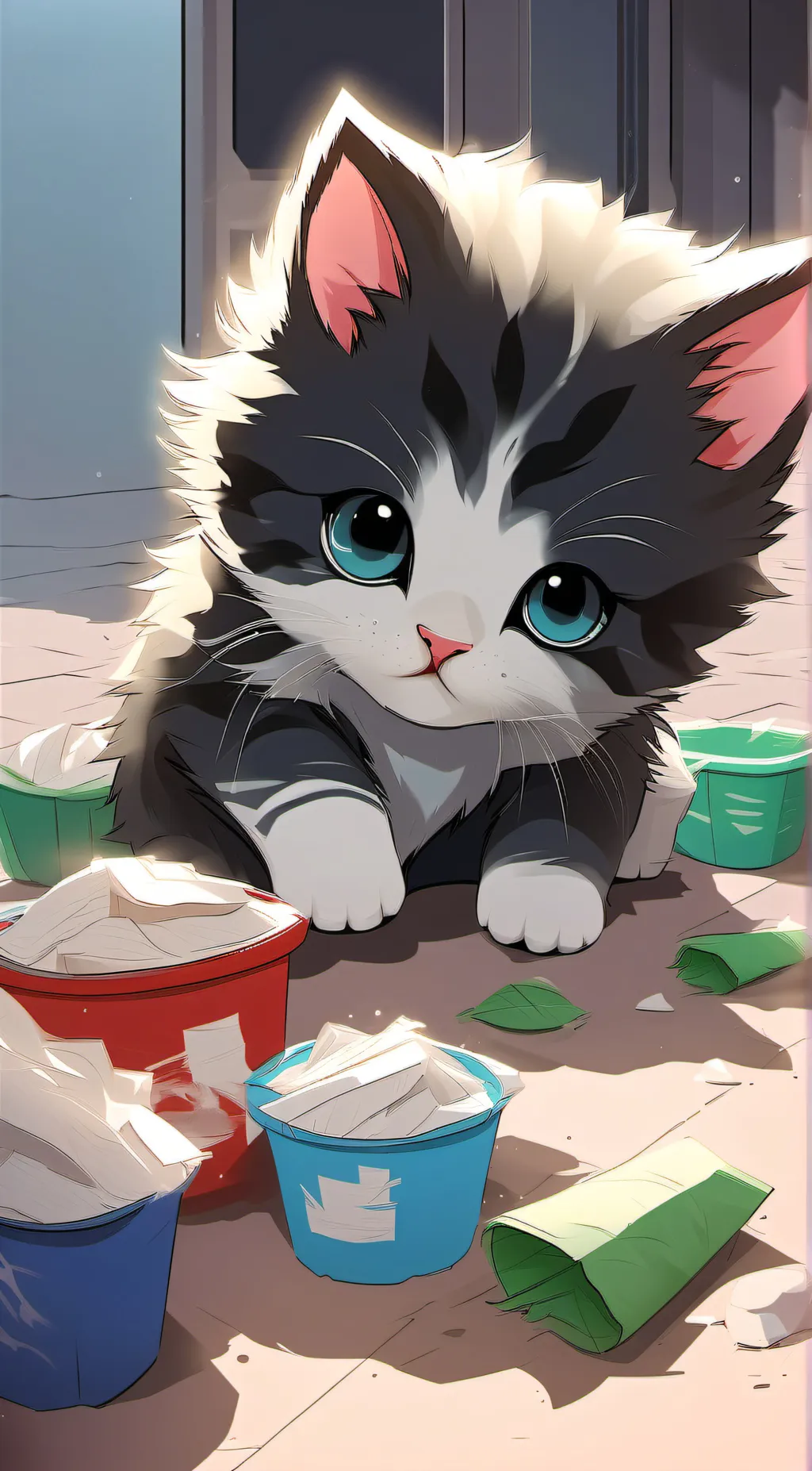 ai character: Trash cat background