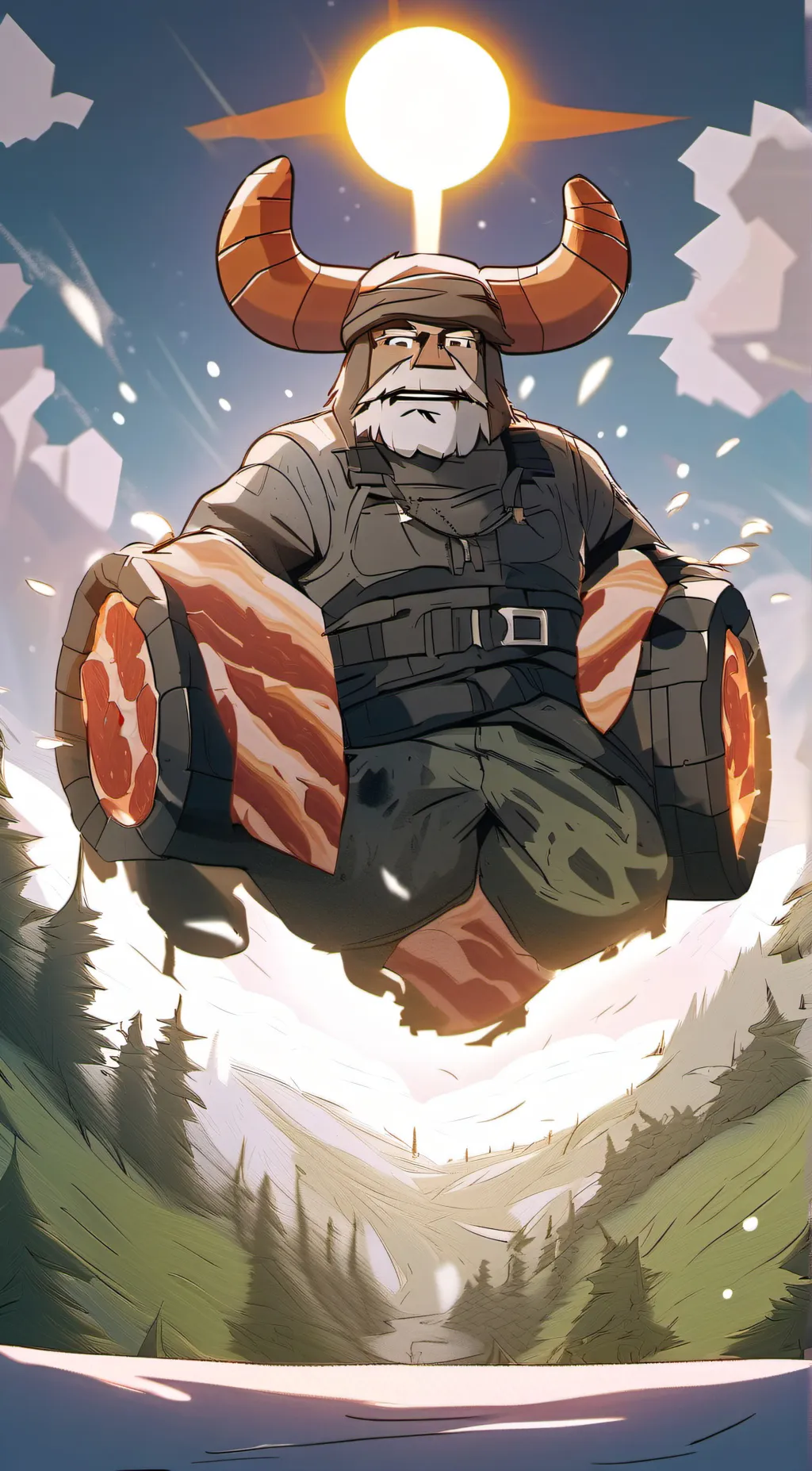 ai character: Bacon hair god background