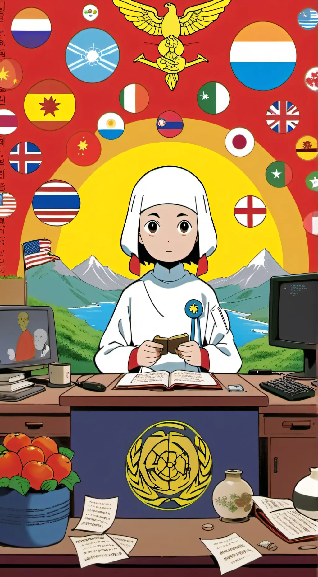 ai character: United Nations. background