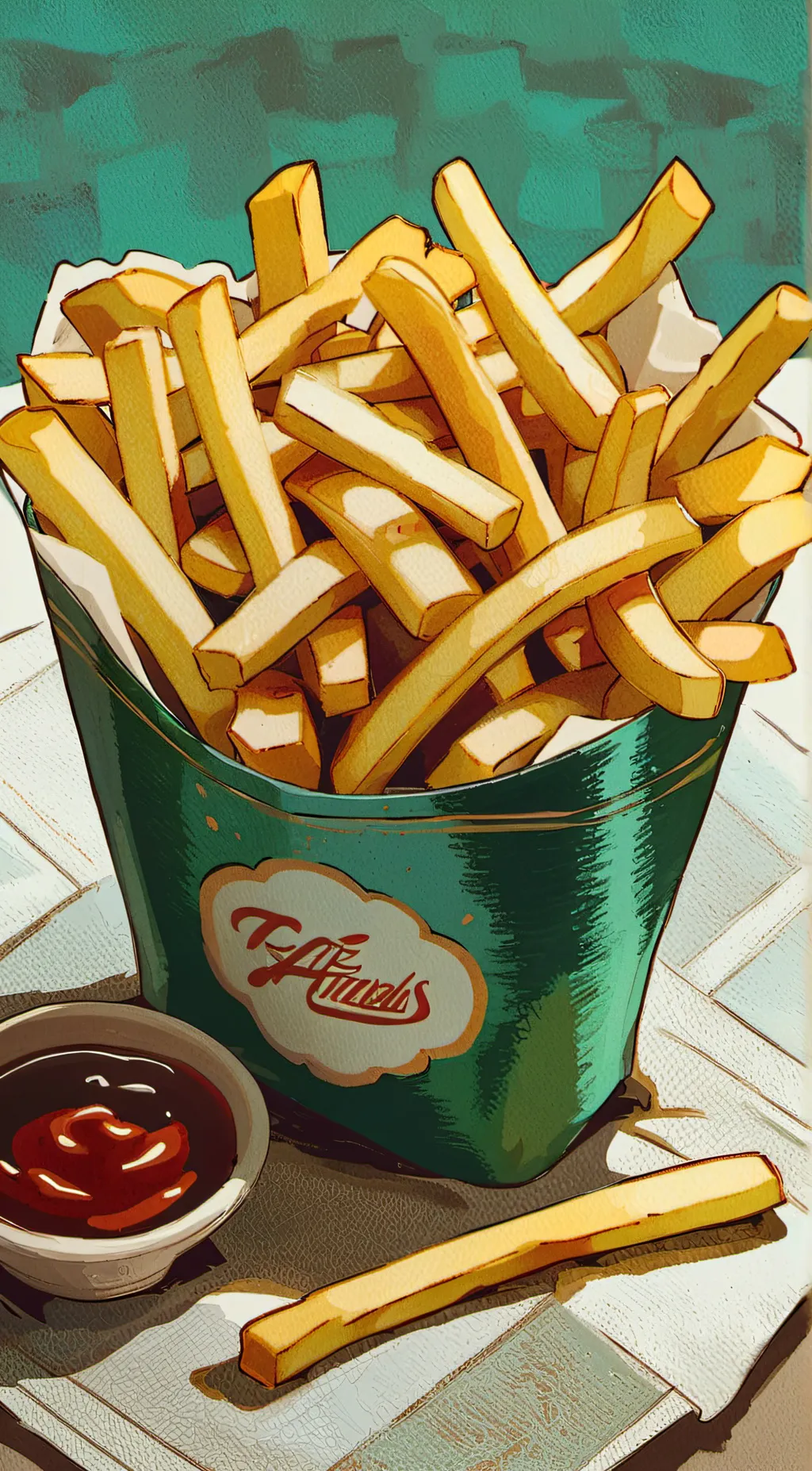 ai character: French fries background