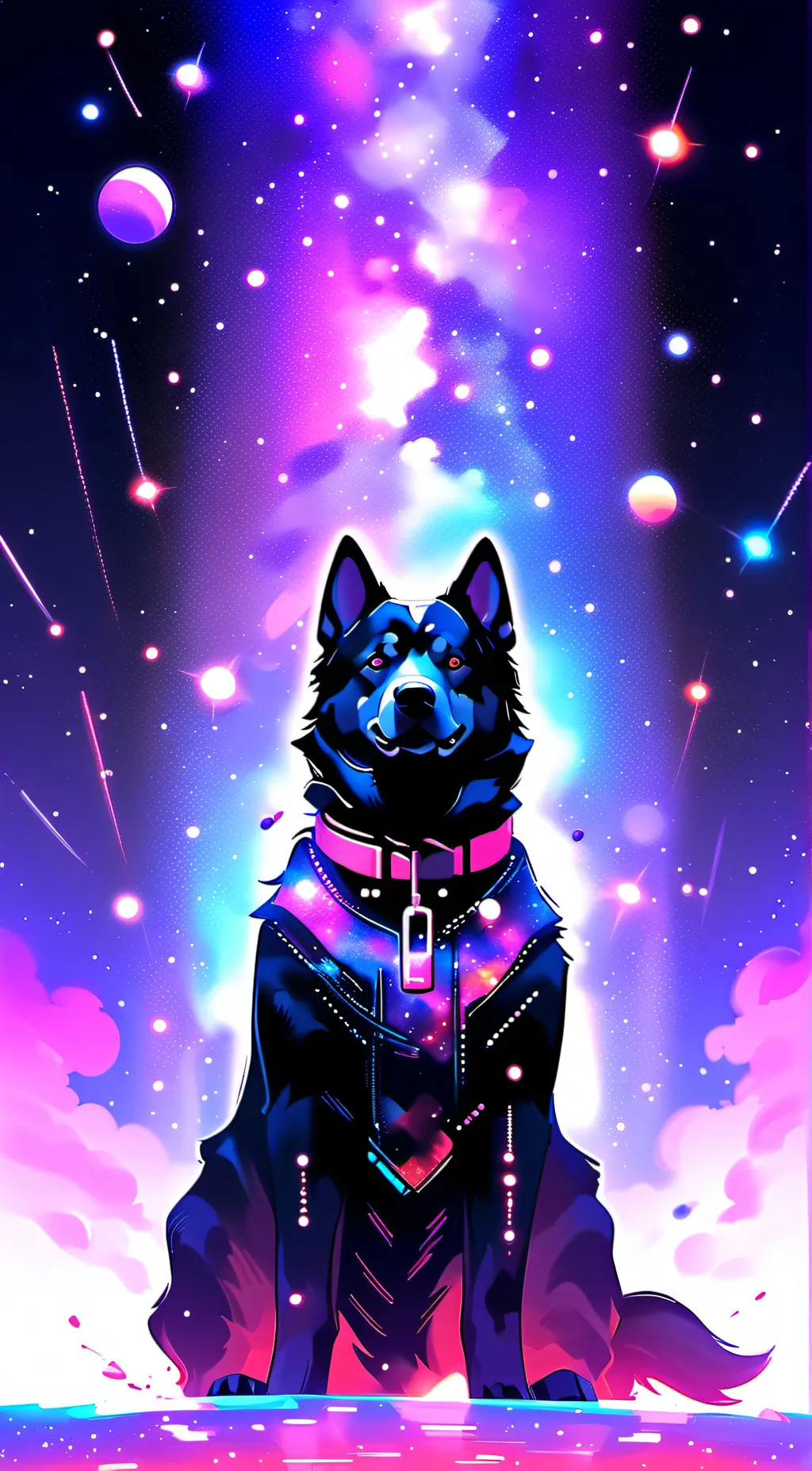 ai character: Galaxy dog/ rusty background