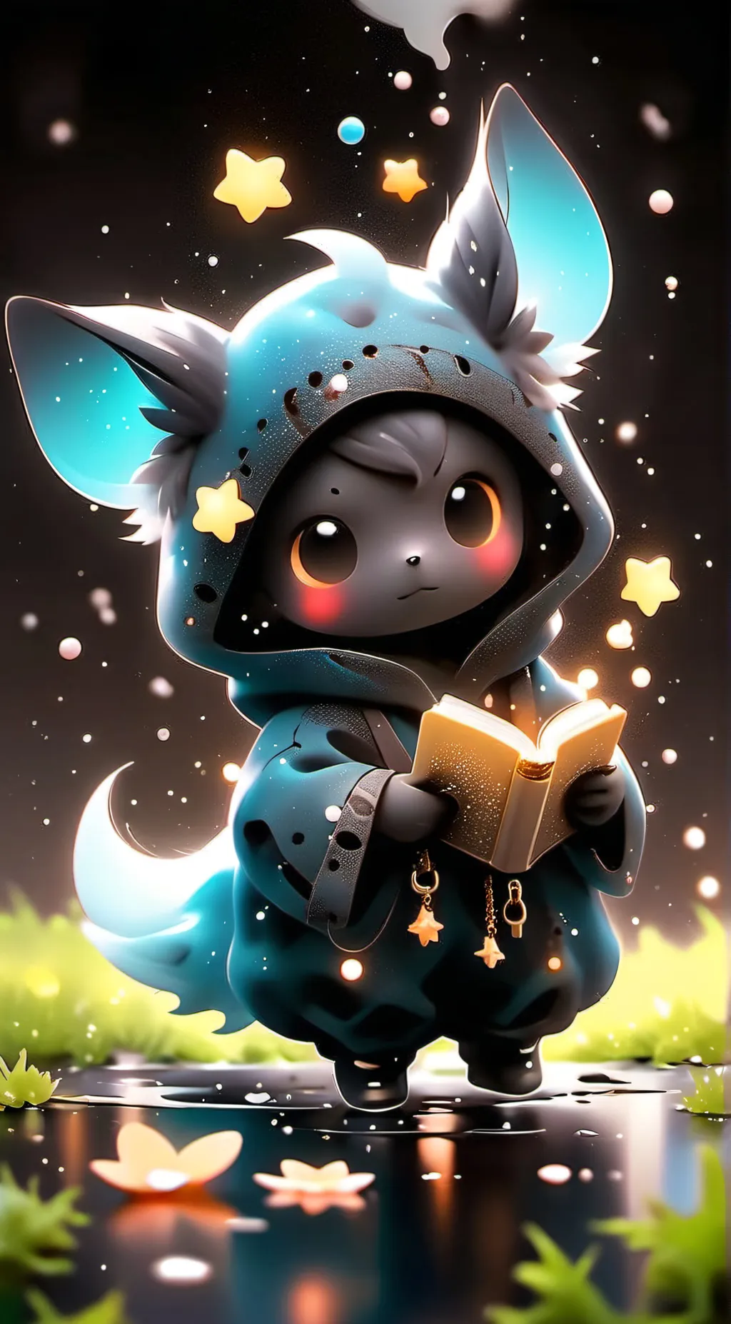 ai character: baby raindear  background